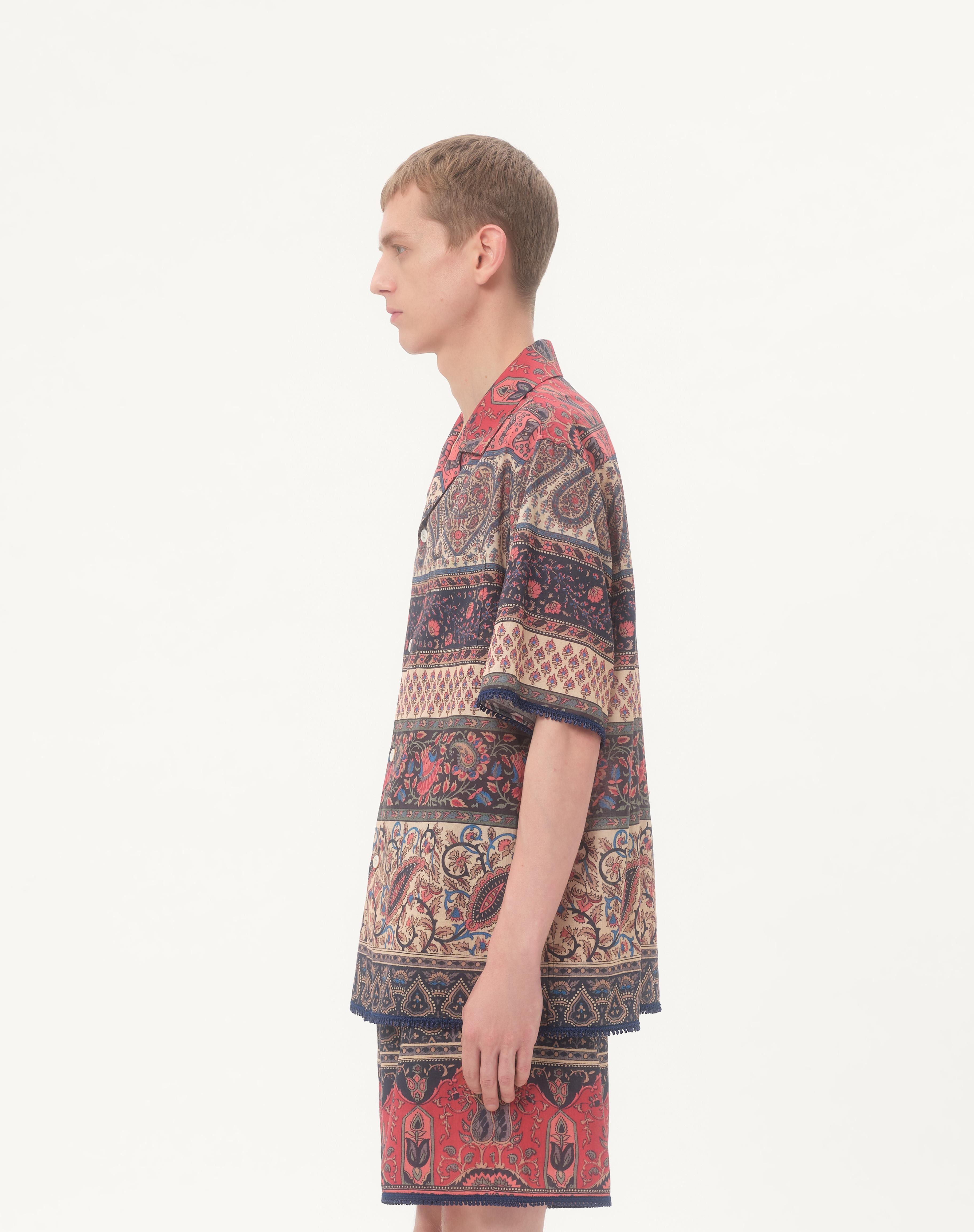 BOWLING SHIRT IN COTTON MUSLIN WITH VOYAGE IMAGINAIRE PRINT AND PASSEMENTERIE TRIMS - 6