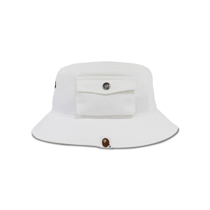 A BATHING APE® BAPE College Pocket Bucket Hat 'White' outlook