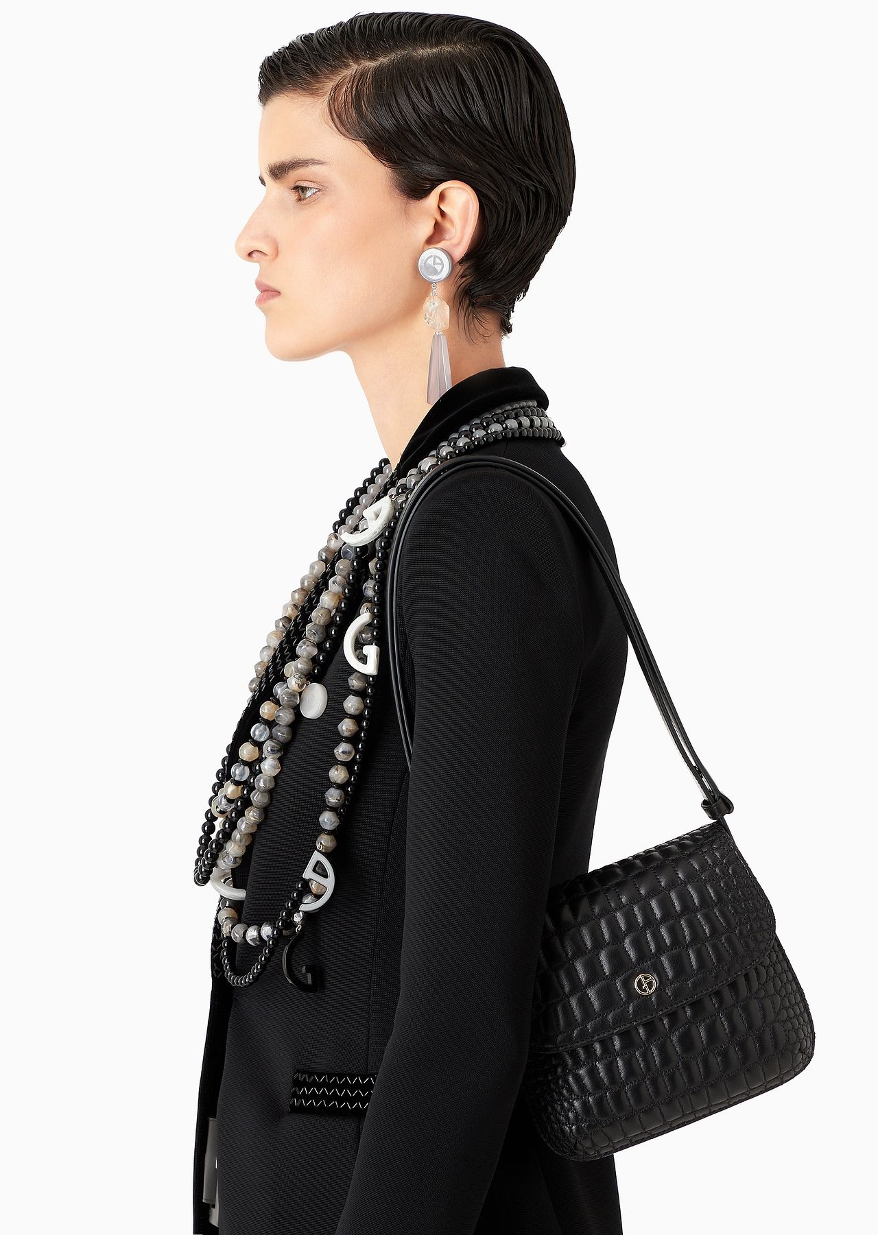 Small la Prima bag in croc-quilted nappa leather - 6