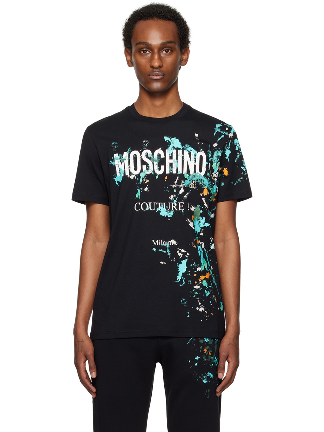 Black Painted Effect T-Shirt - 1