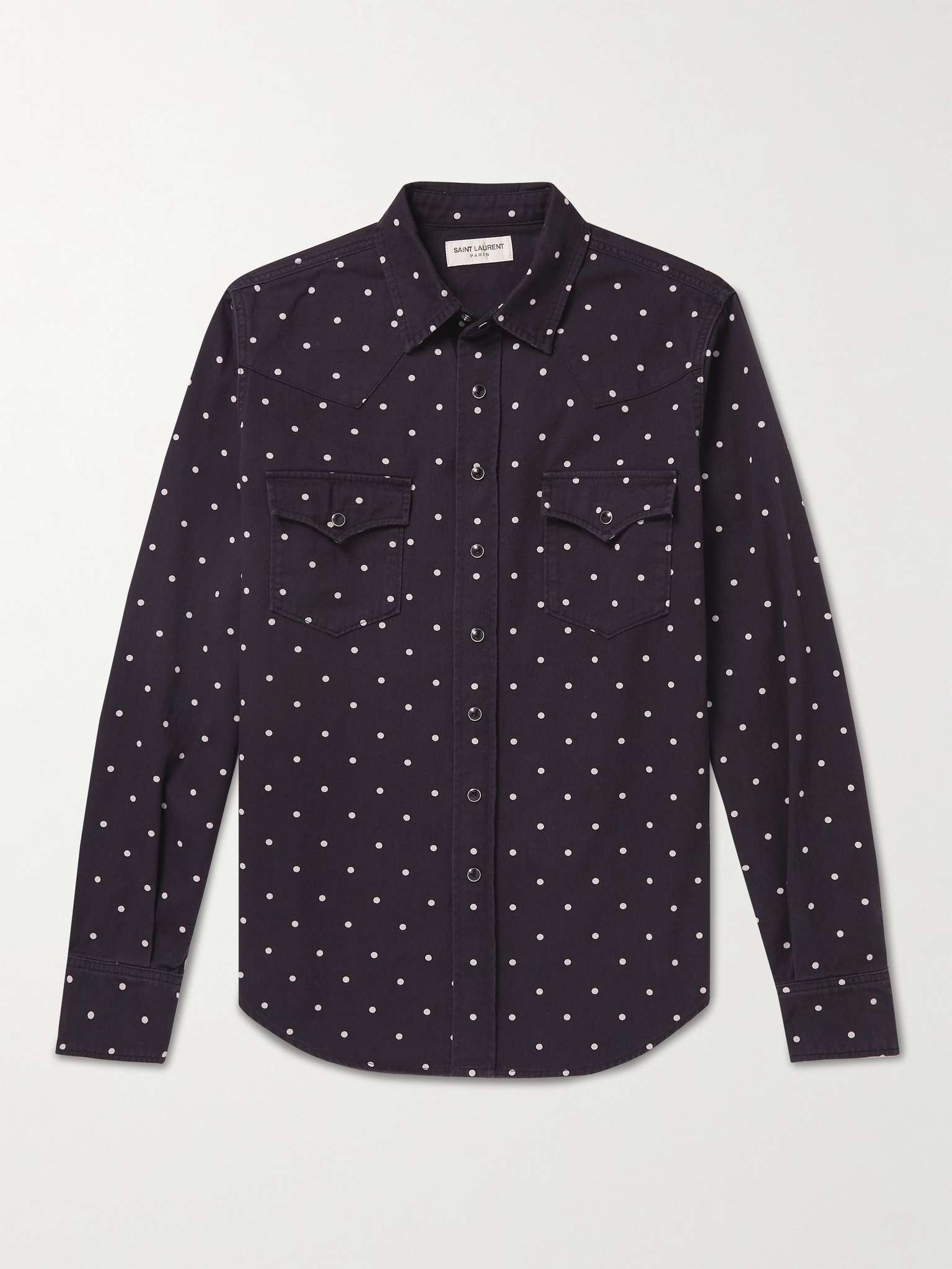 Polka-Dot Denim Western Shirt - 1