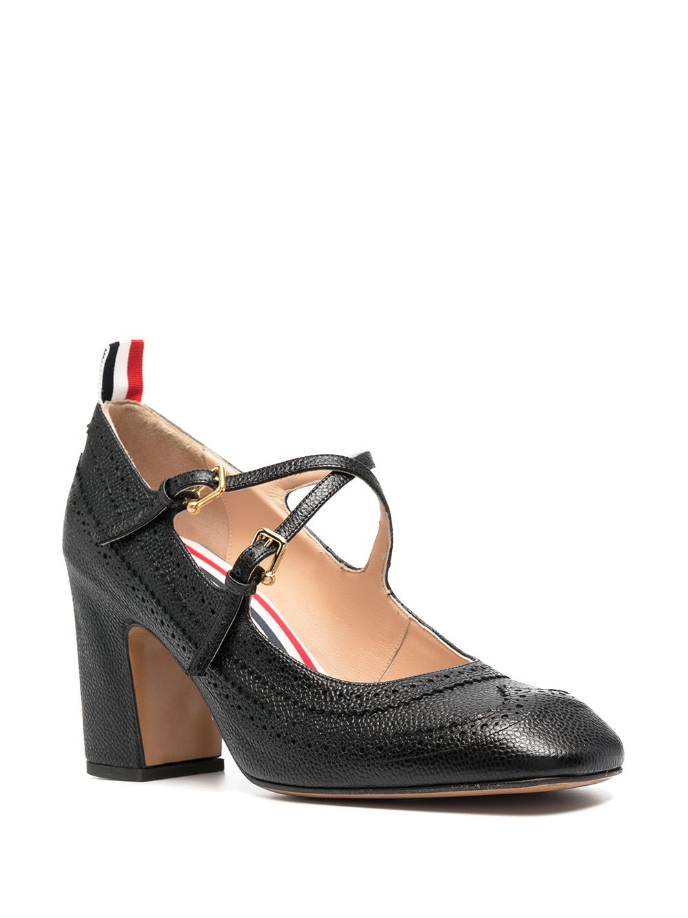 cross-strap detail brogued mary-jane pumps - 2