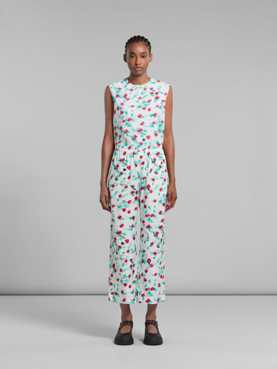 Marni WHITE ENVERS SATIN TROUSERS WITH REVERIE PRINT outlook