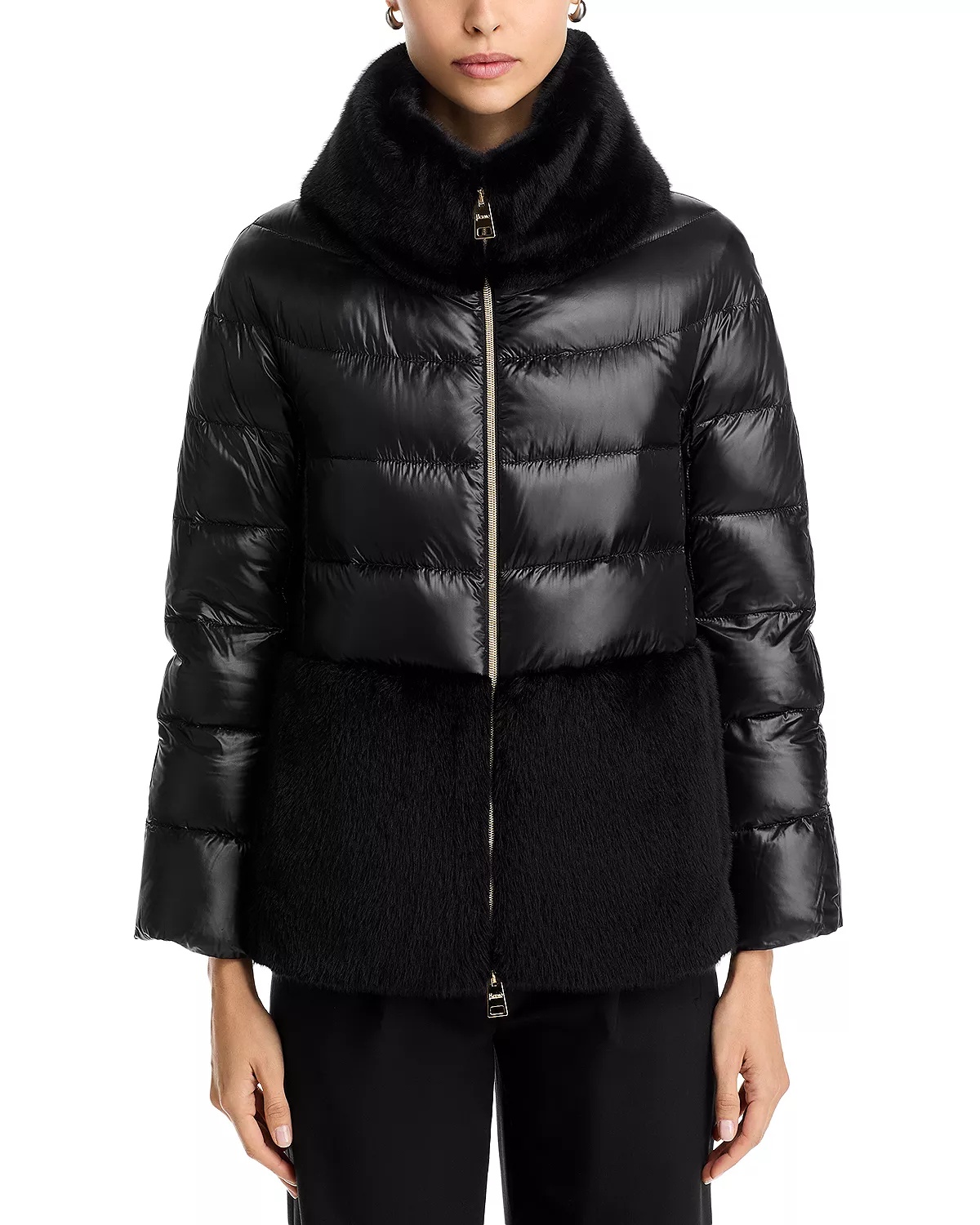 Quilted Faux Fur Trim Coat - 7