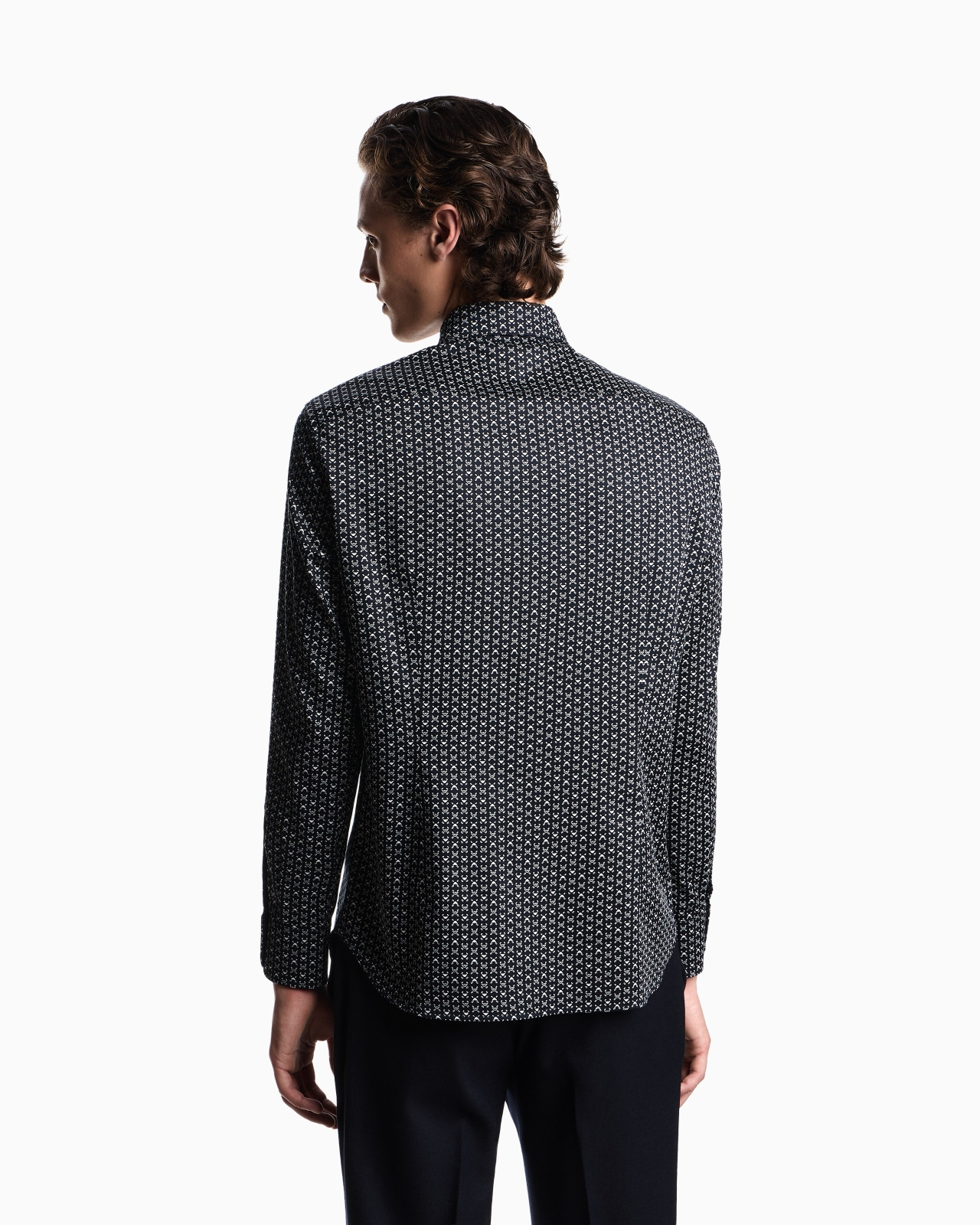 PRINTED-PATTERN STRETCH COTTON SHIRT - 3
