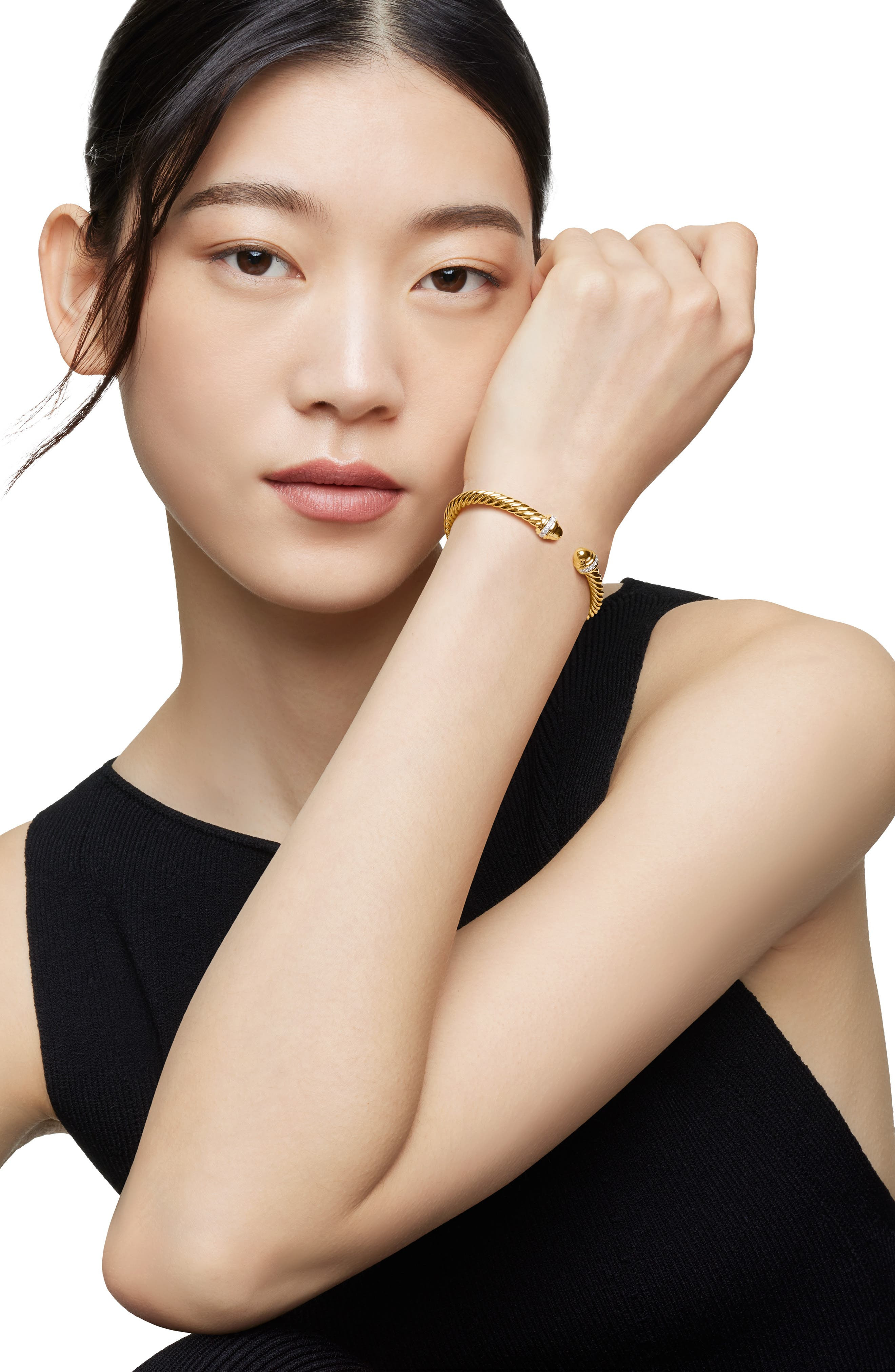 David Yurman Cable Classics Bracelet with Semiprecious Stones & Diamonds, 5mm in Yellow Gold/Diamond - 2
