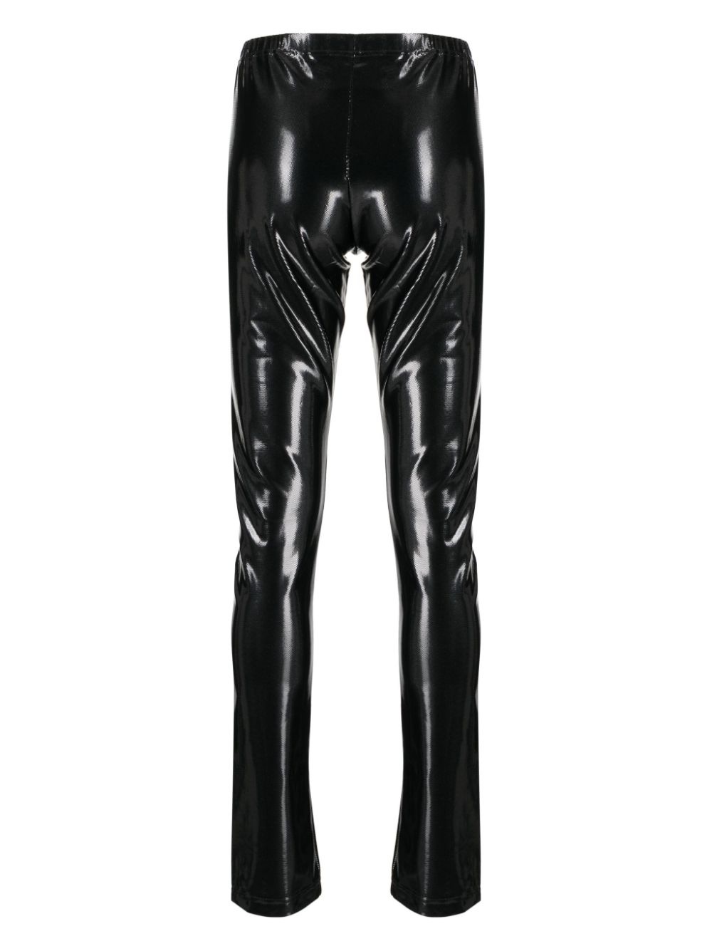 elasticated-waist vinyl trousers - 4