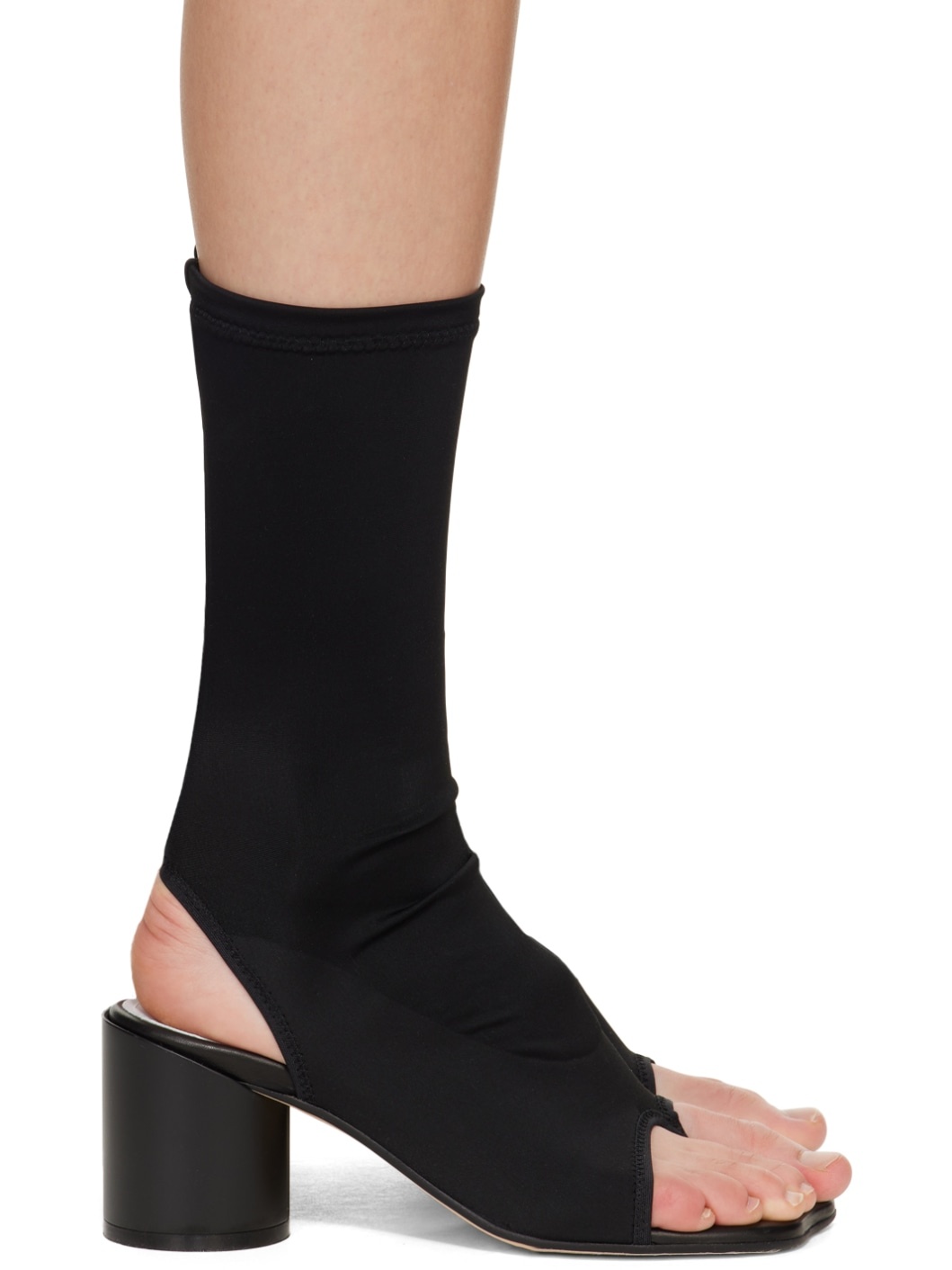 Black Lycra Heeled Sandals - 1