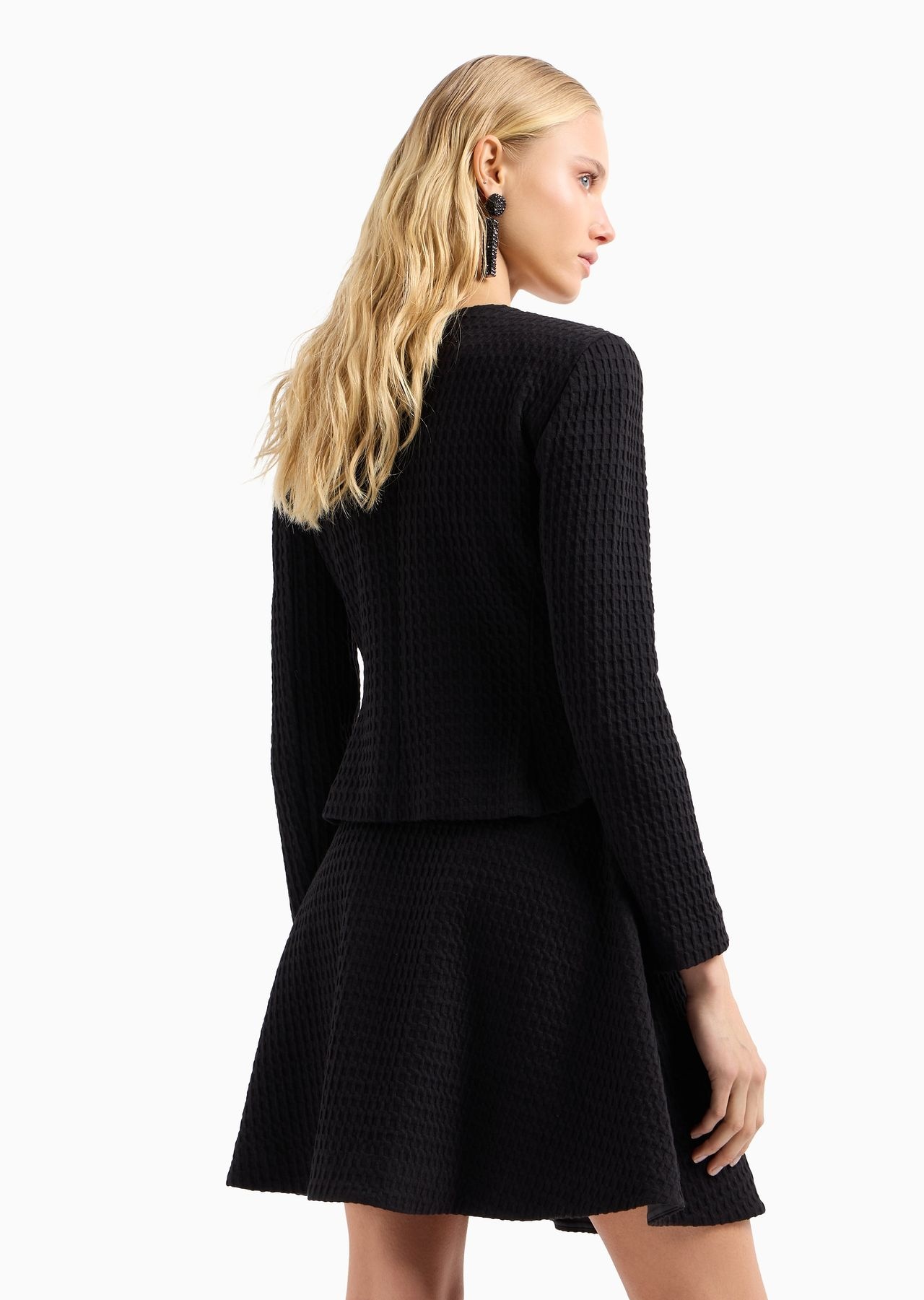 Waffle-effect knit flared skirt - 3