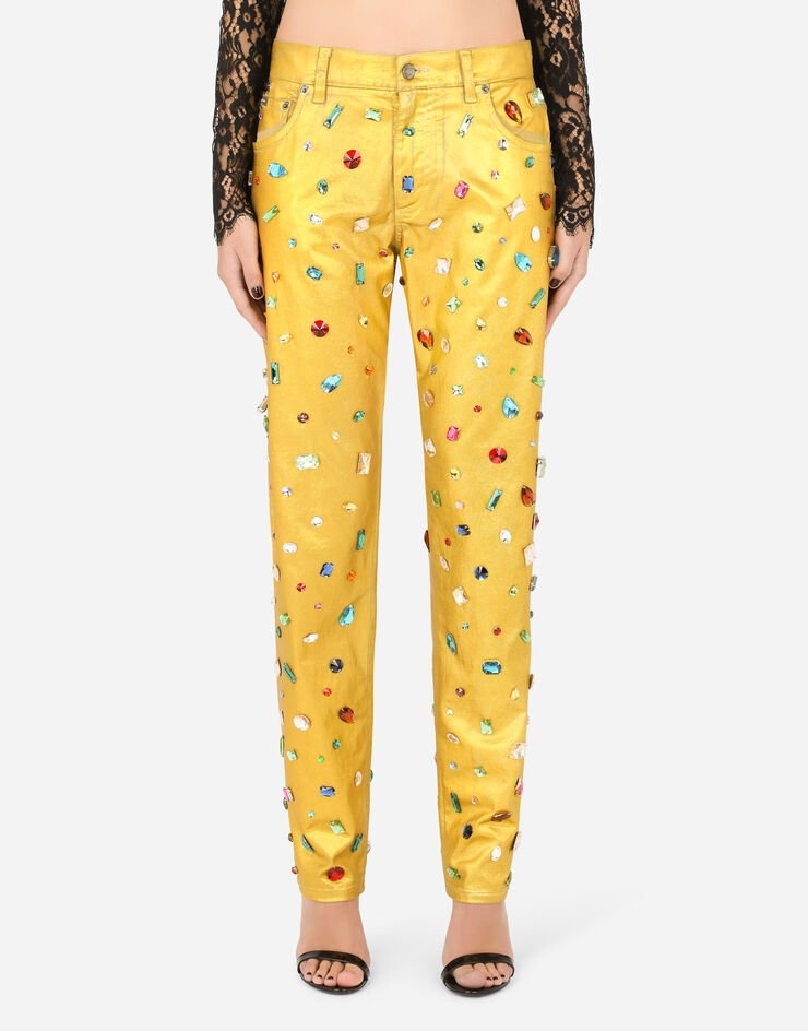 Coated denim jeans with rhinestones - 2