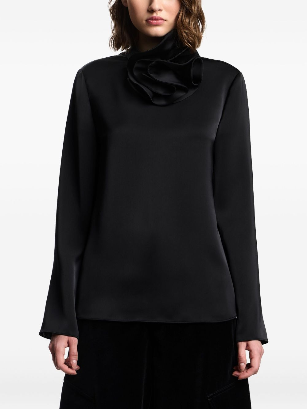 ruffled high-neck blouse - 3