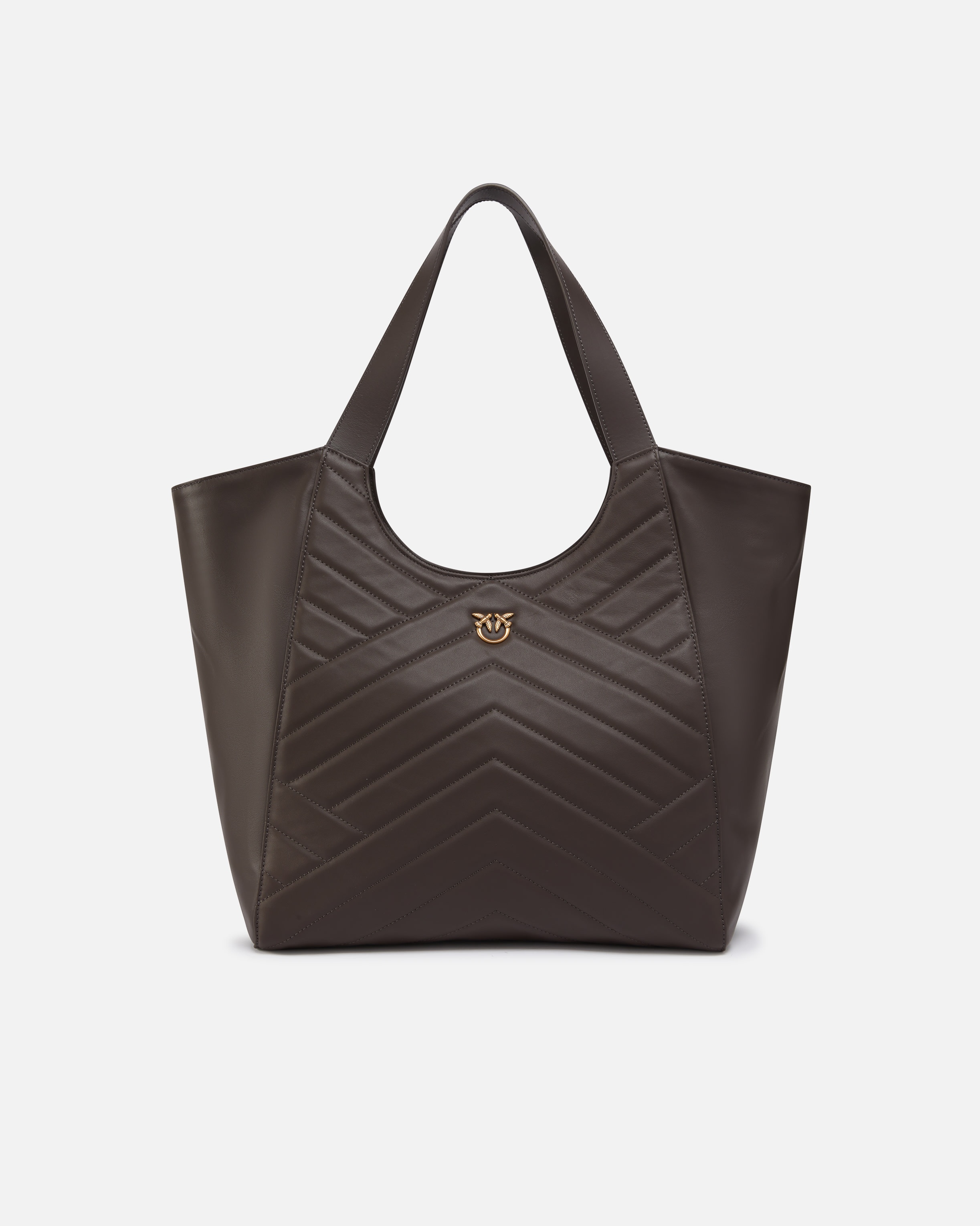 QUILTED LEATHER SHOPPING BAG WITH TWO HANDLES - 1