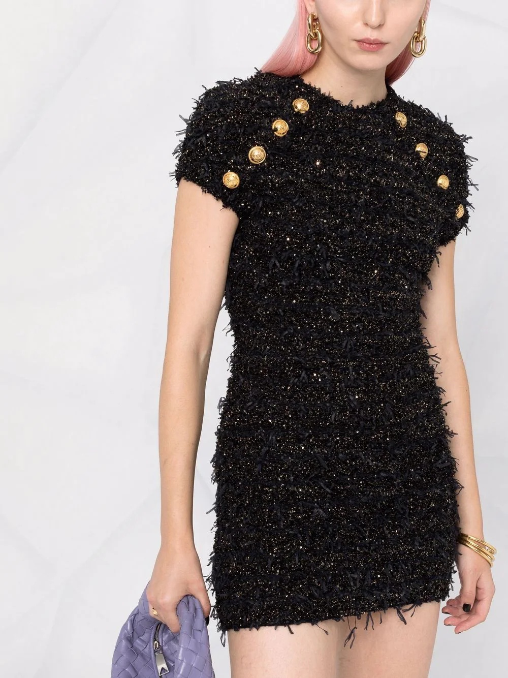 sequin-embellished tweed mini dress - 5