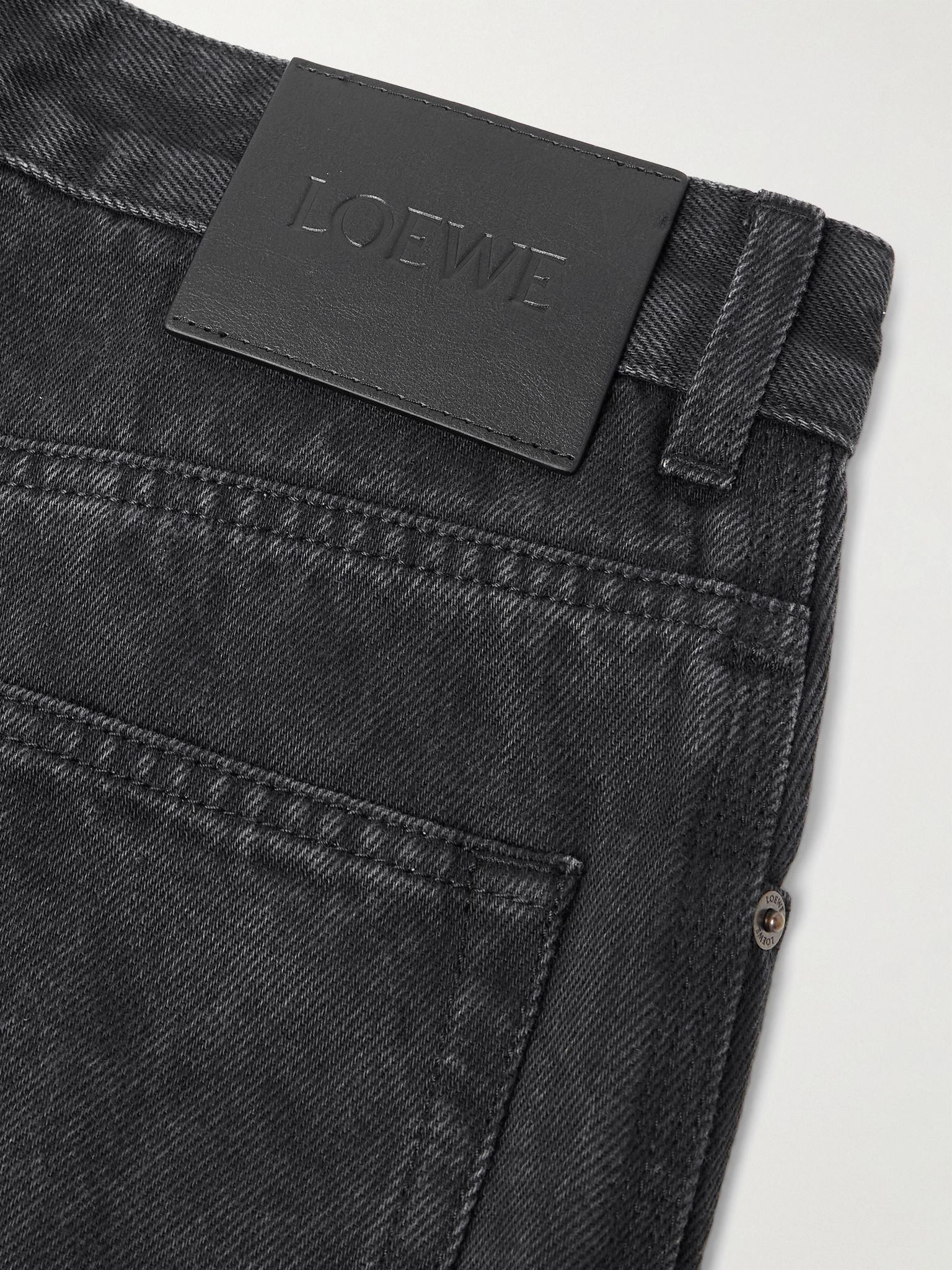 Wide-Leg Logo-Embroidered Jeans Black - 5
