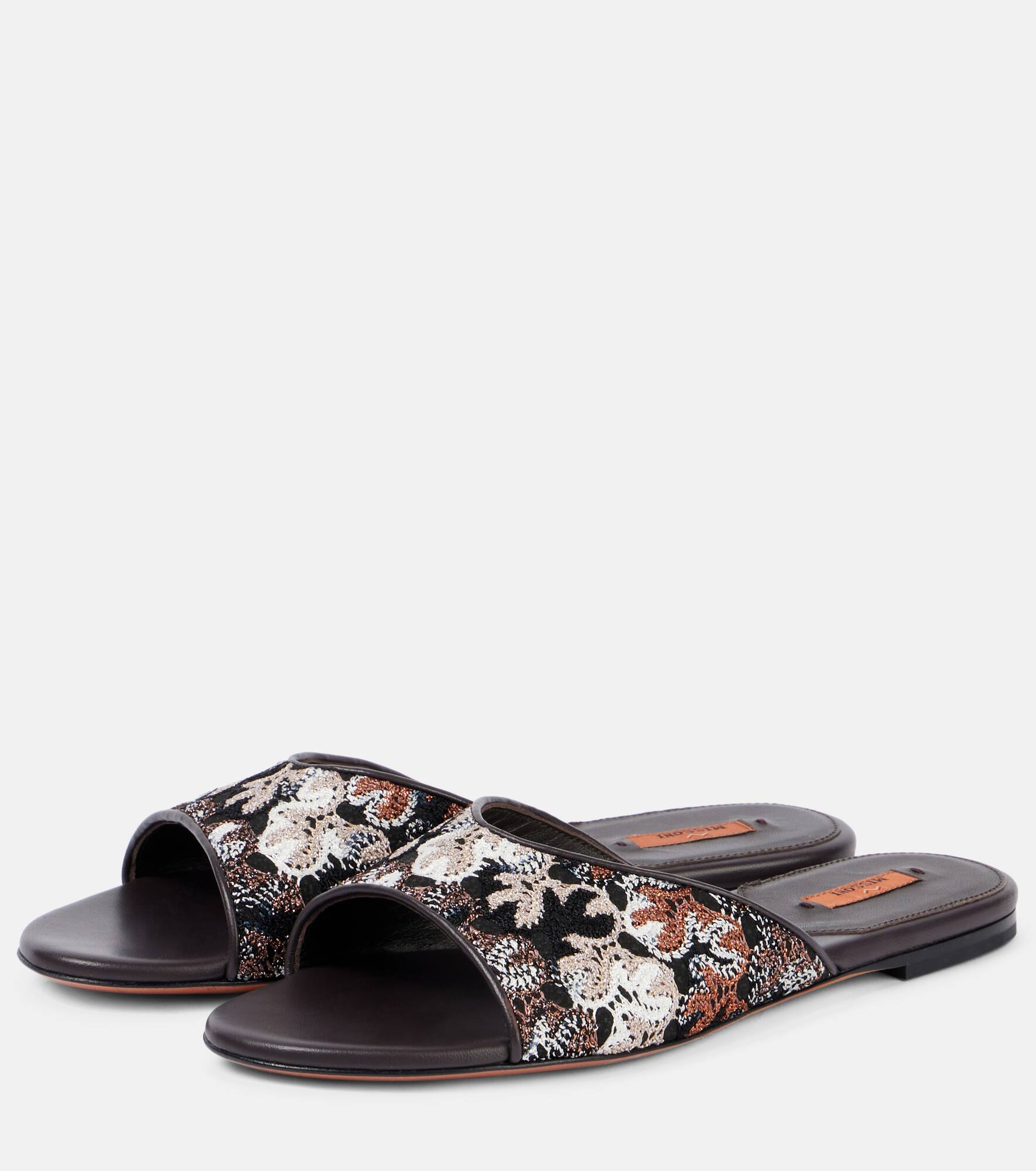 Lamé leather mules - 4