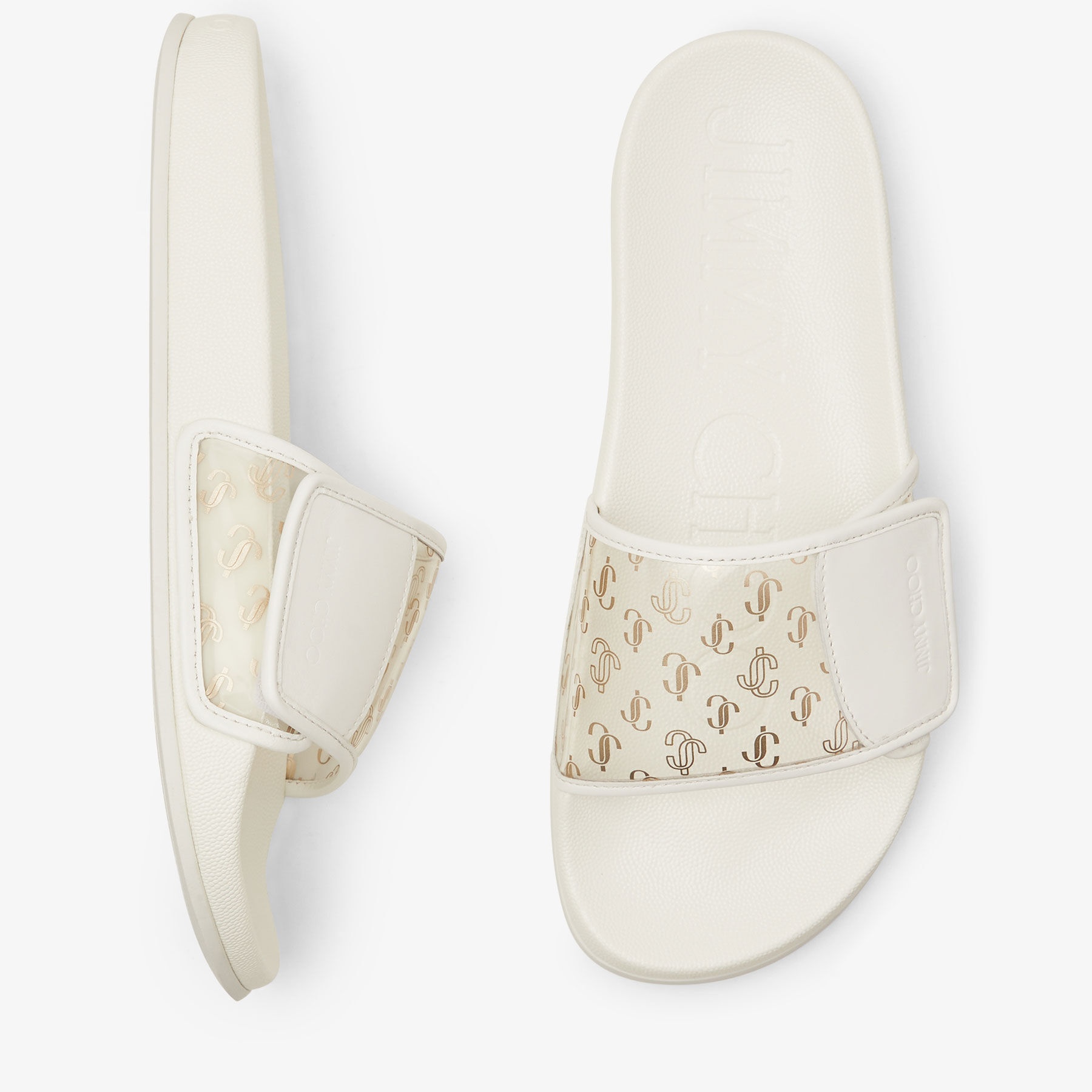 Fitz/F
Clear JC Plexi and White Leather Slides - 5