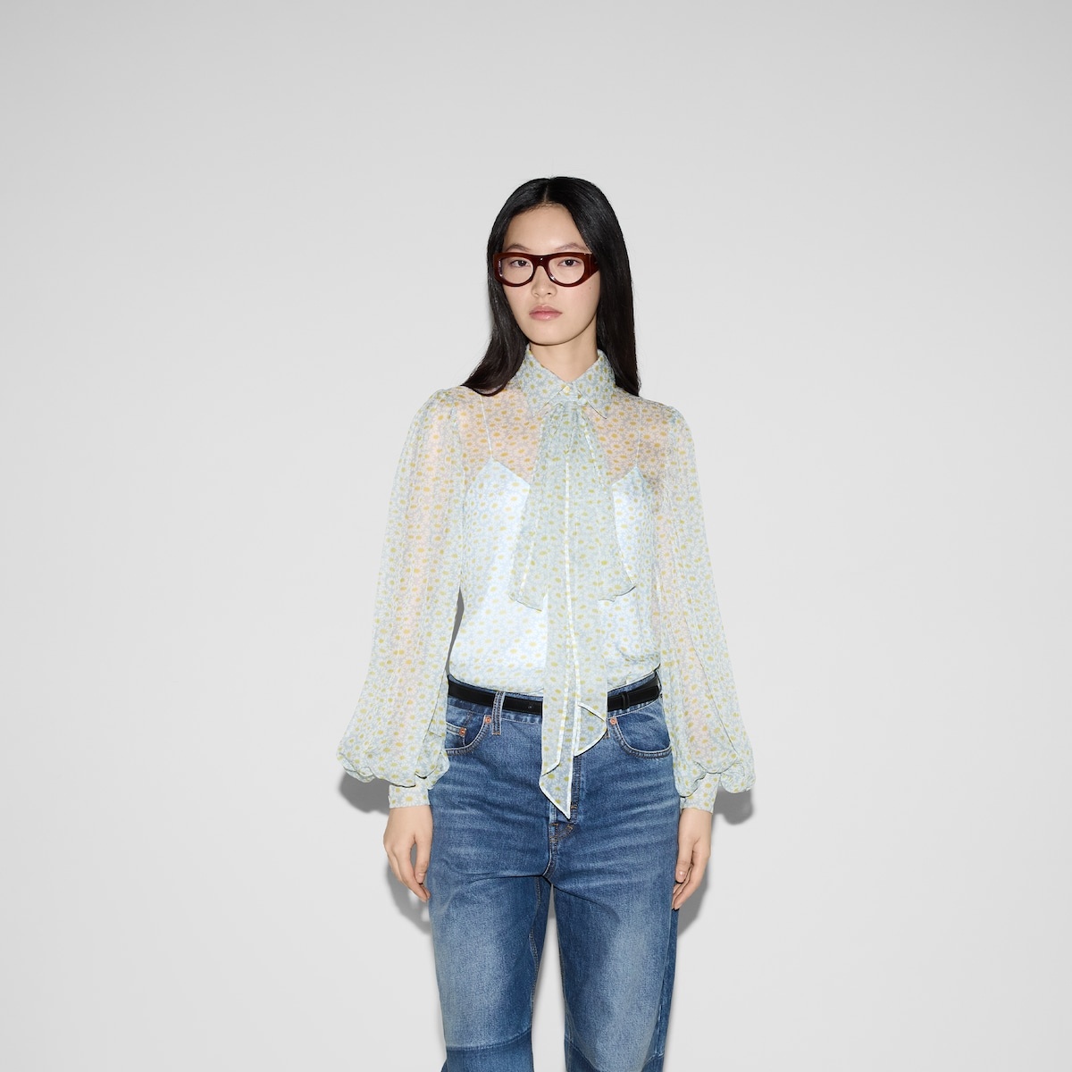 Printed silk chiffon shirt - 3