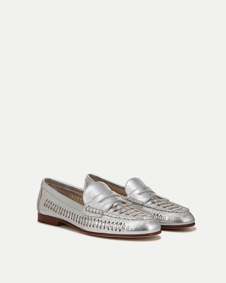 PENNY WOVEN METALLIC LEATHER LOAFER - 2