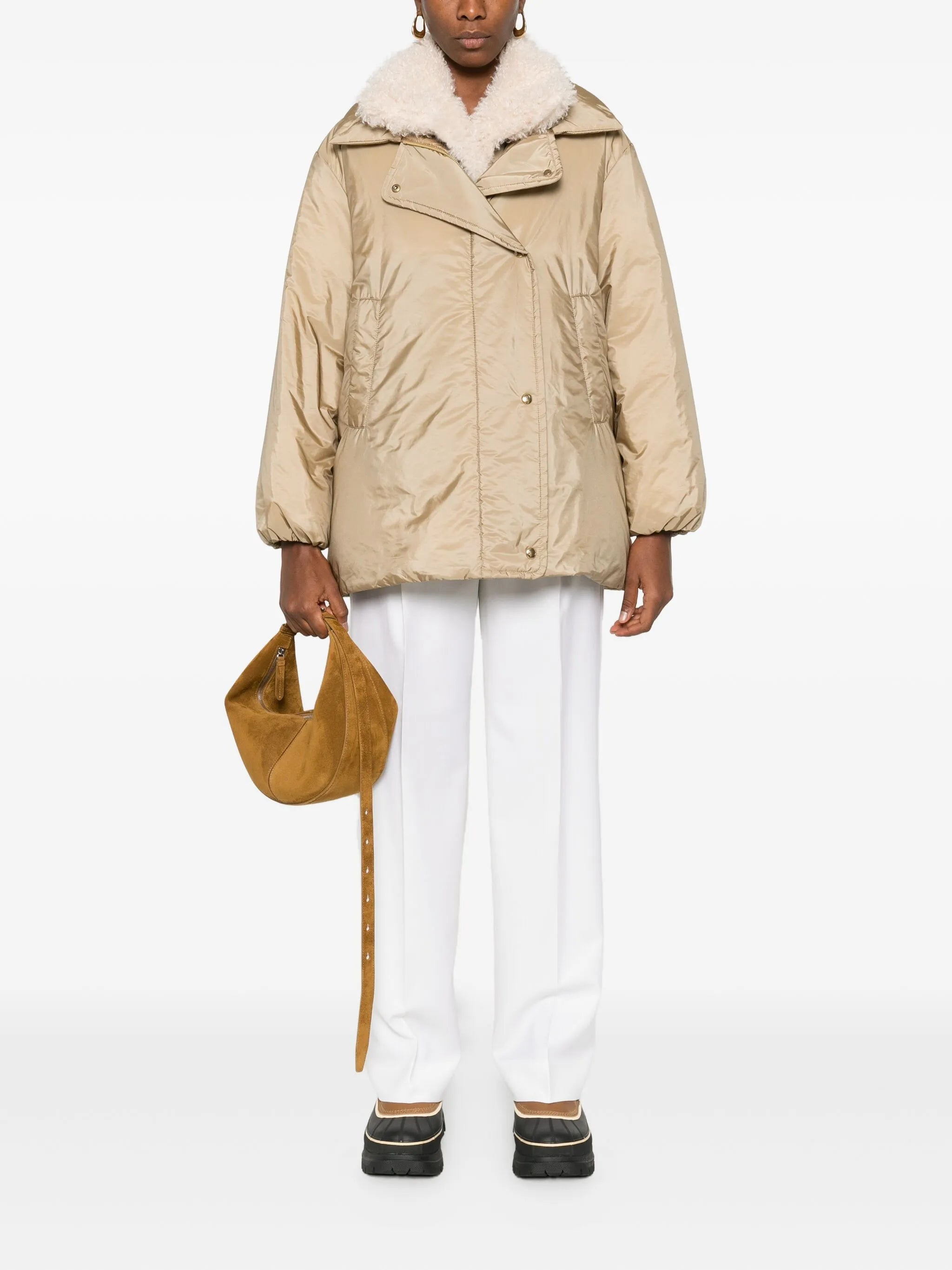 Voue sherpa-collar quilted jacket - 2