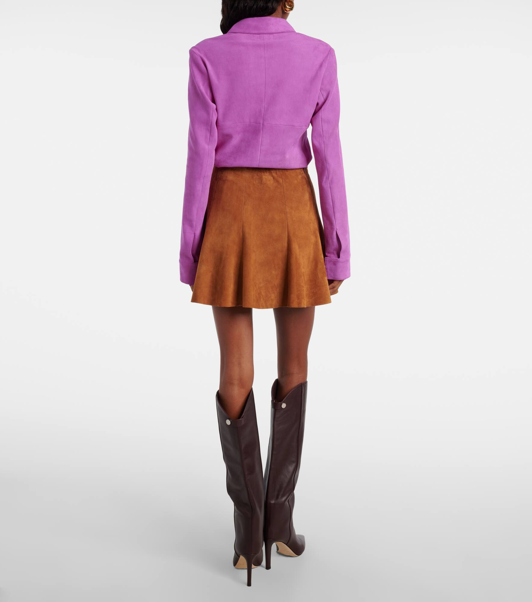 Mila pleated suede miniskirt - 3