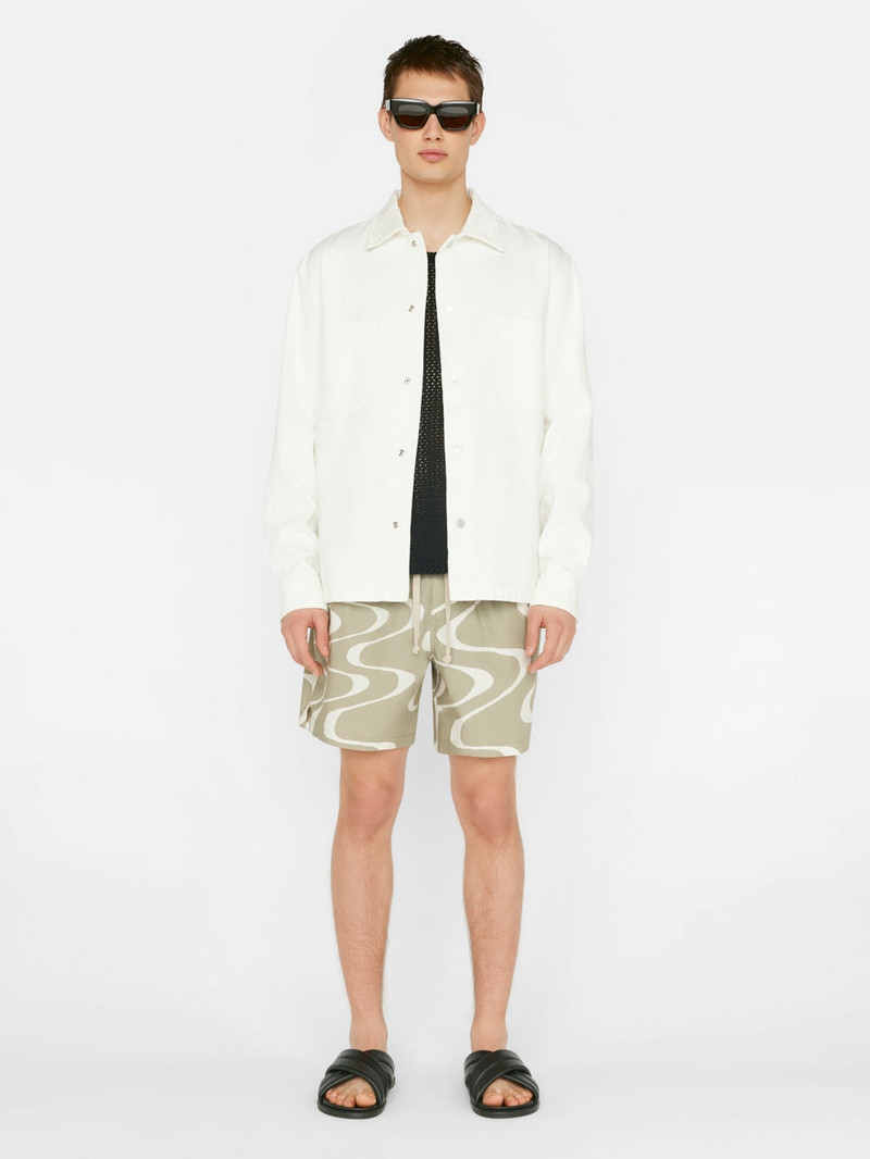 FRAME Abstract Wave Graphic Short in Sand Beige Print outlook