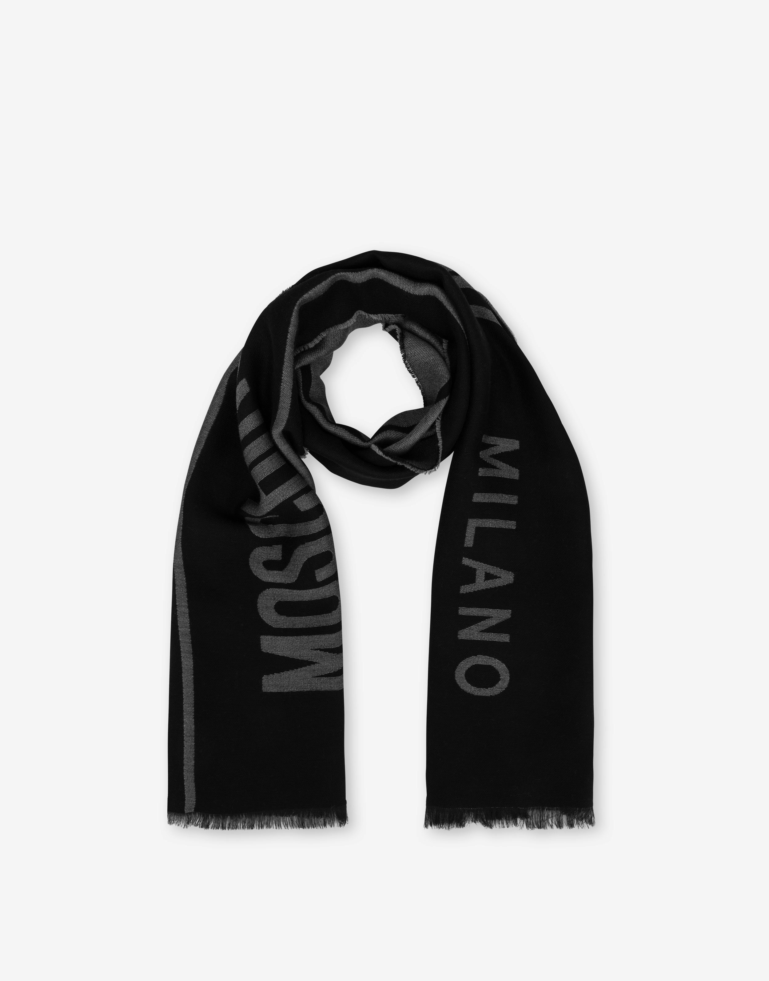 WOOL MIX JACQUARD LOGO SCARF - 2