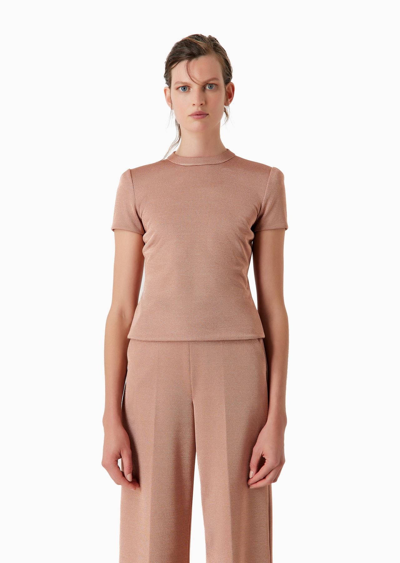 Crew-neck jumper in viscose bonded jersey - 2