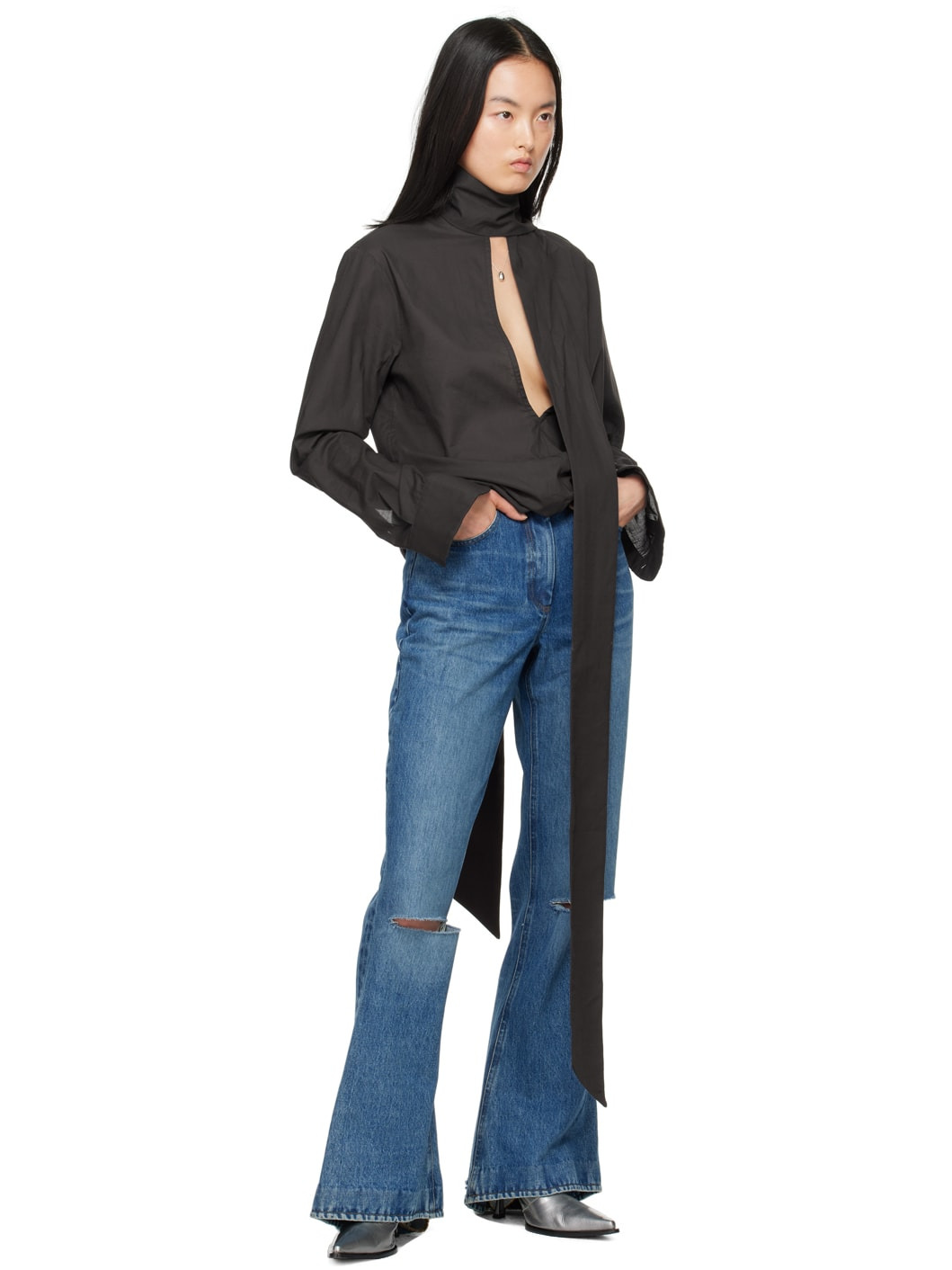 Blue Distressed Jeans - 4