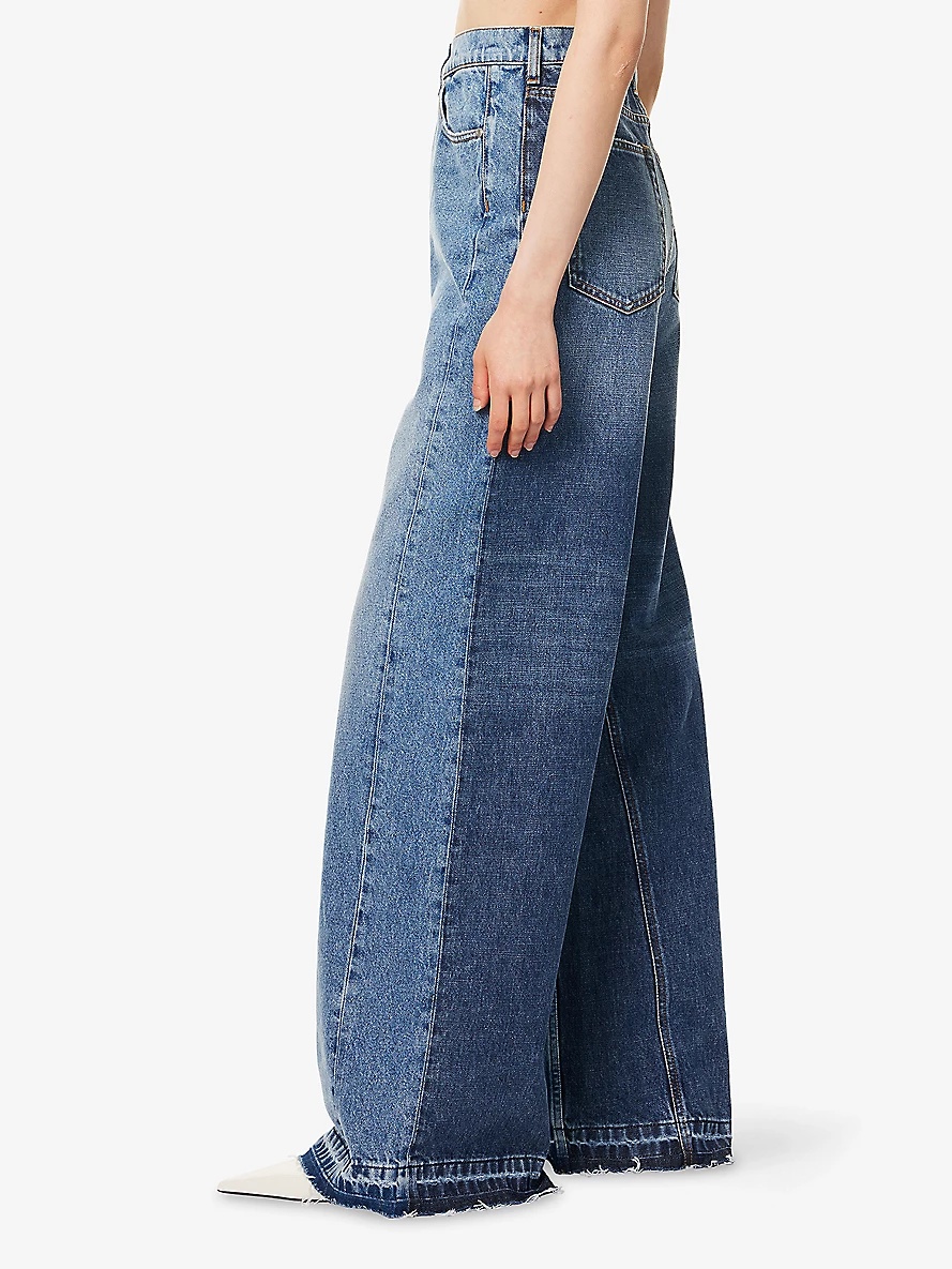 Logo-Embroidered Wide-Leg Denim Jeans - 3