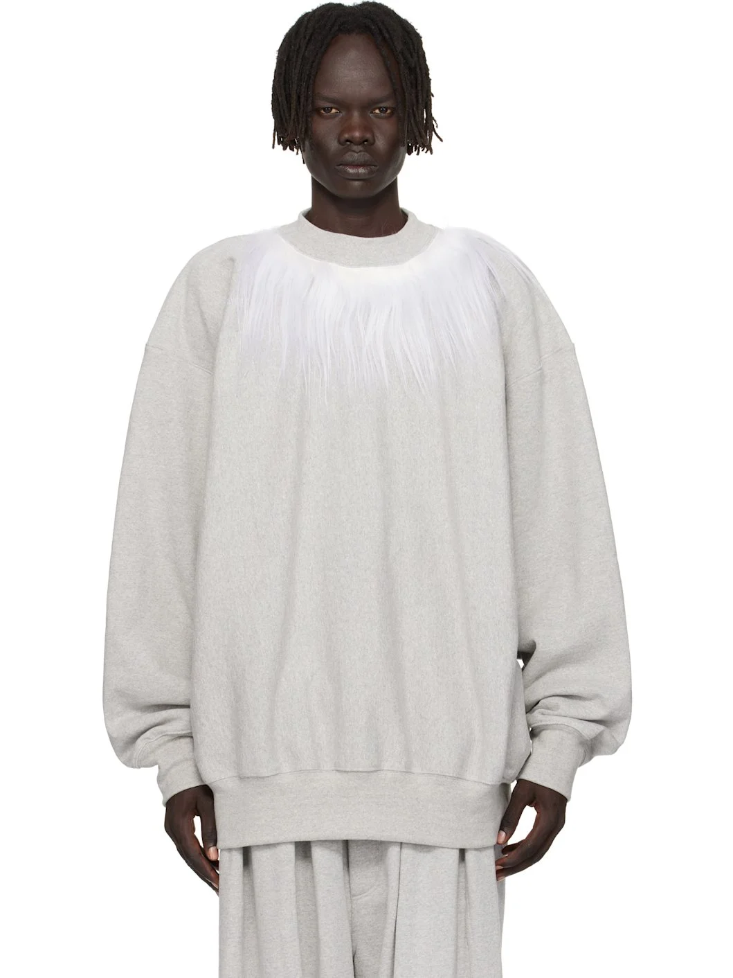 Gray Fur Trim Sweatshirt - 1