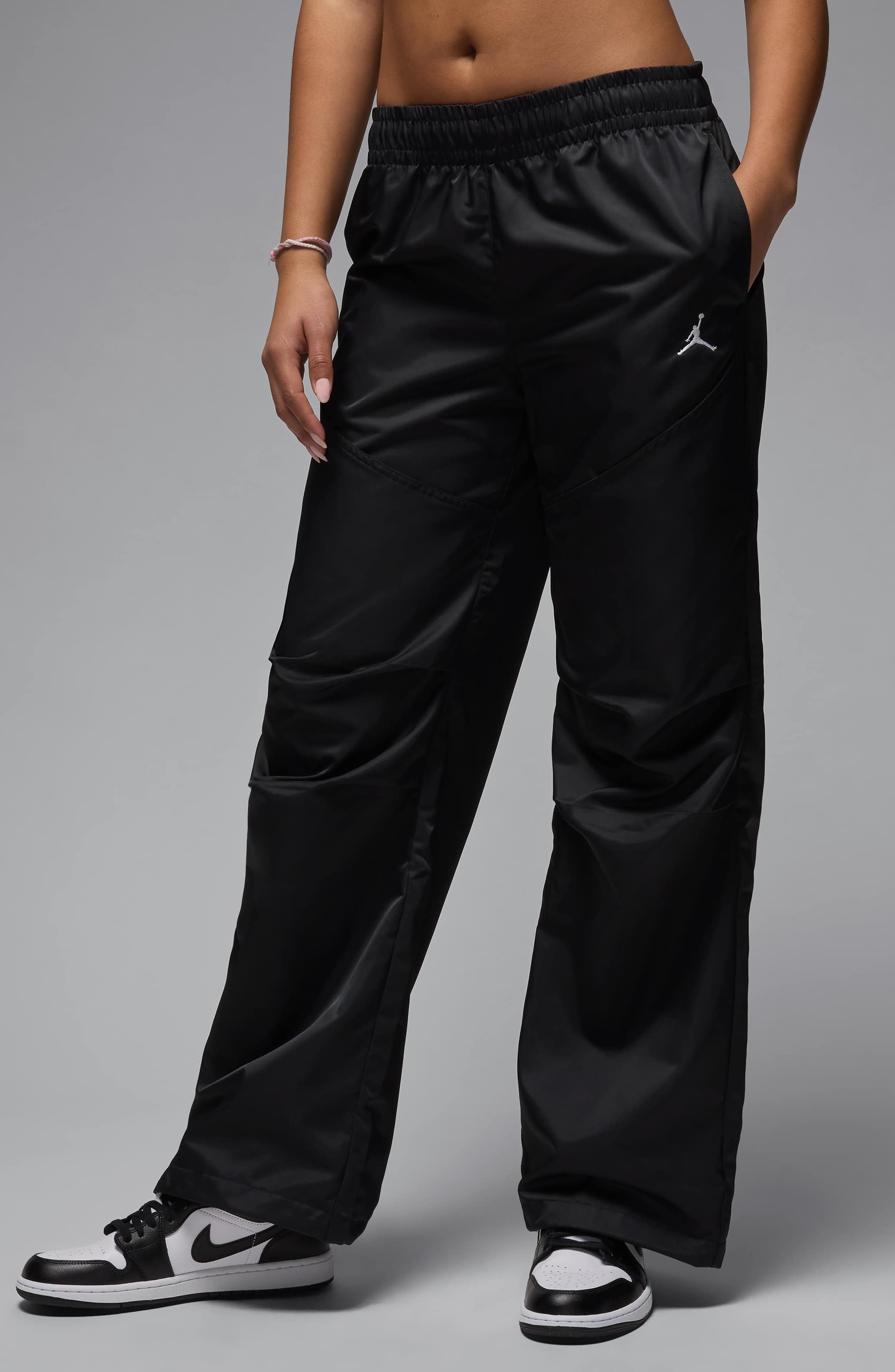 Jordan Brooklyn Water Repellent Pants in Black/White at Nordstrom - 1