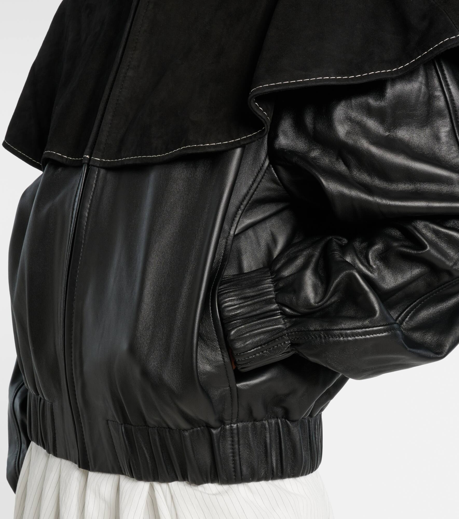 Caped leather jacket - 5
