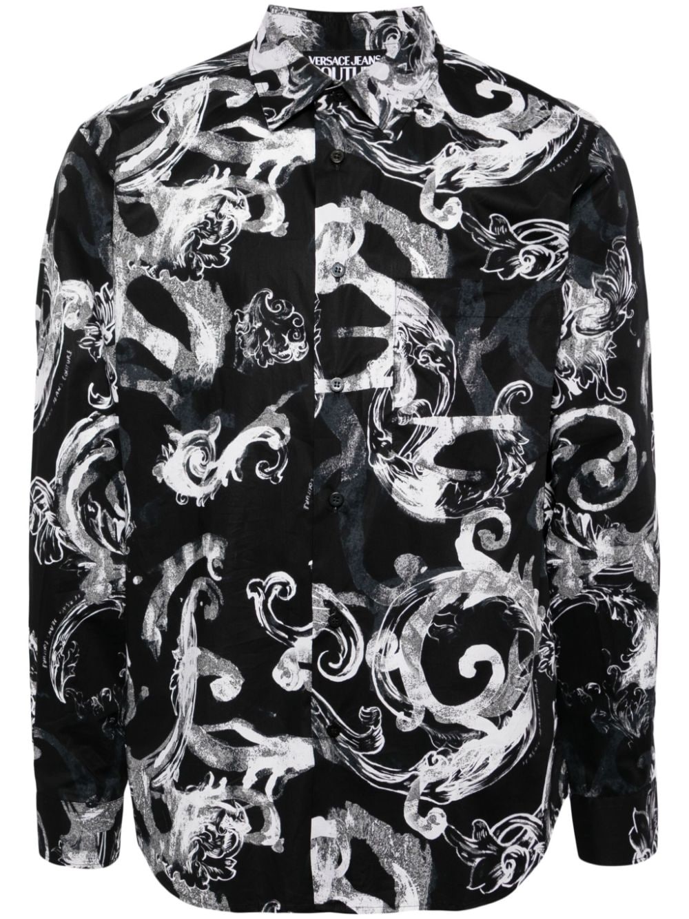 baroque-print cotton shirt - 1