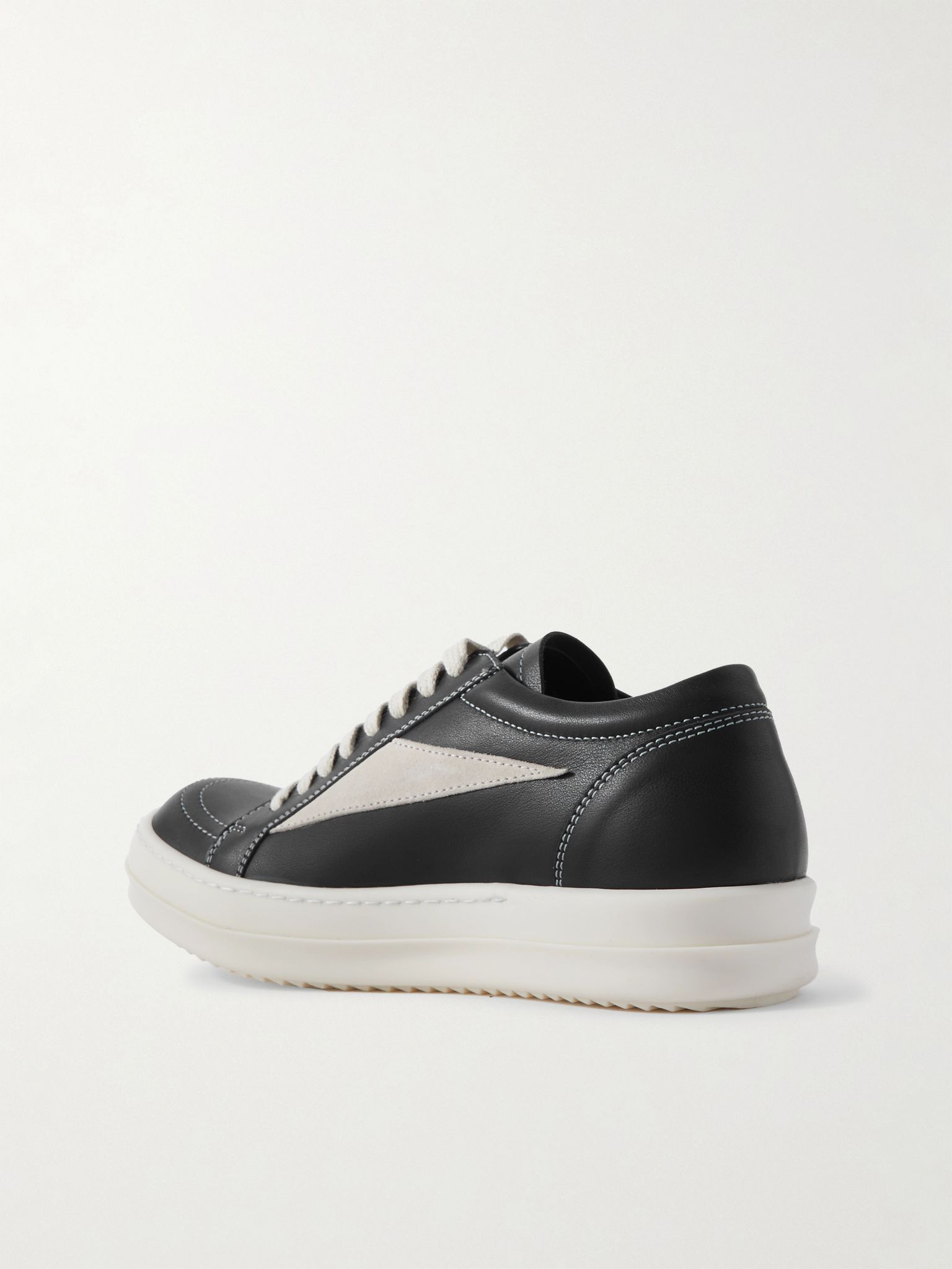 Vintage suede-trimmed leather sneakers Black - 3