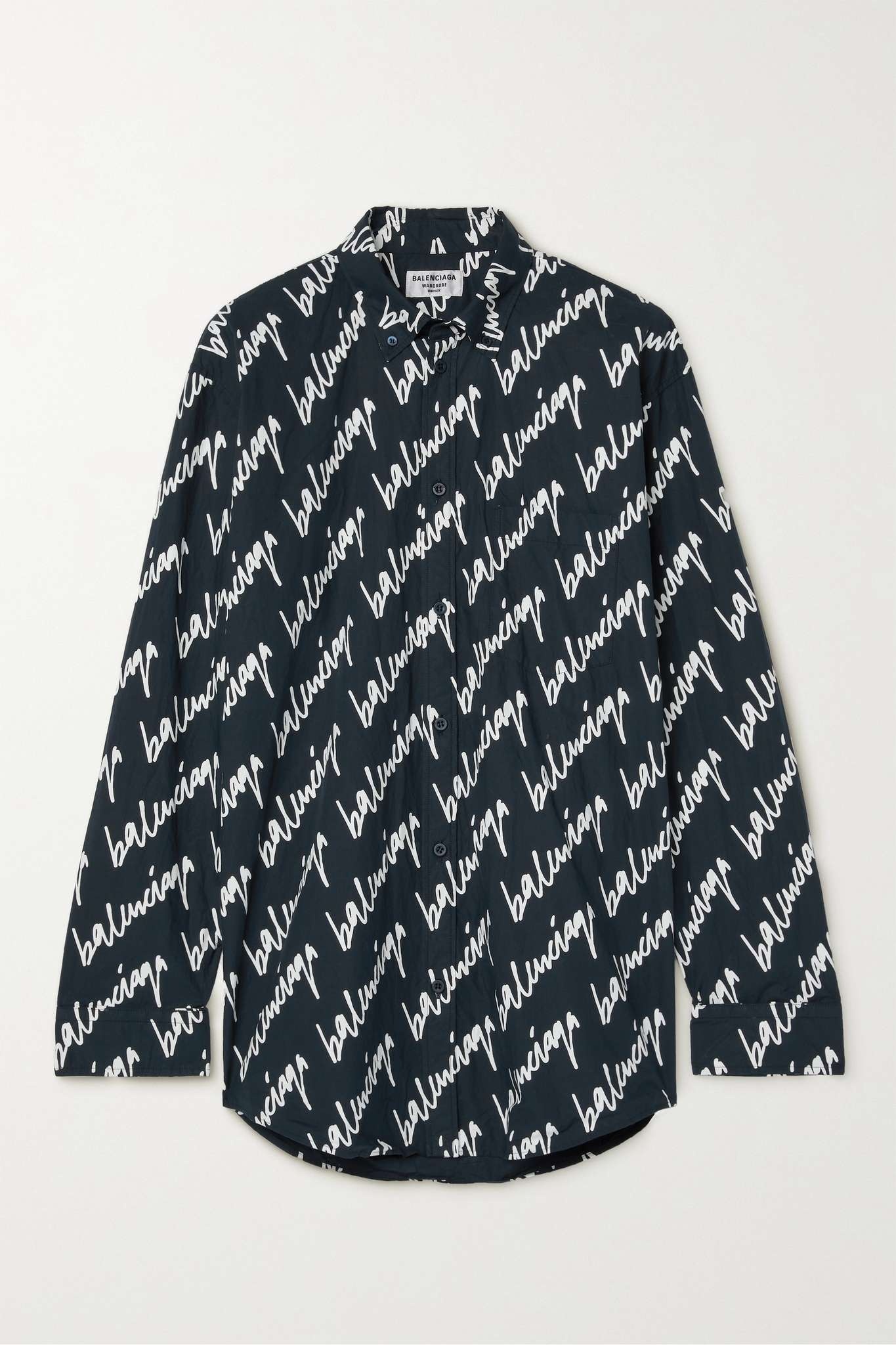 Oversized printed cotton-poplin shirt - 1