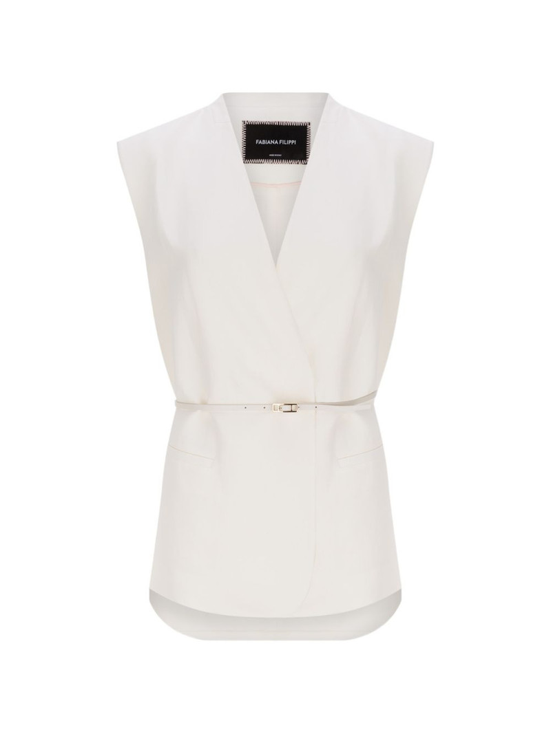 V-neck belted waistcoat 1