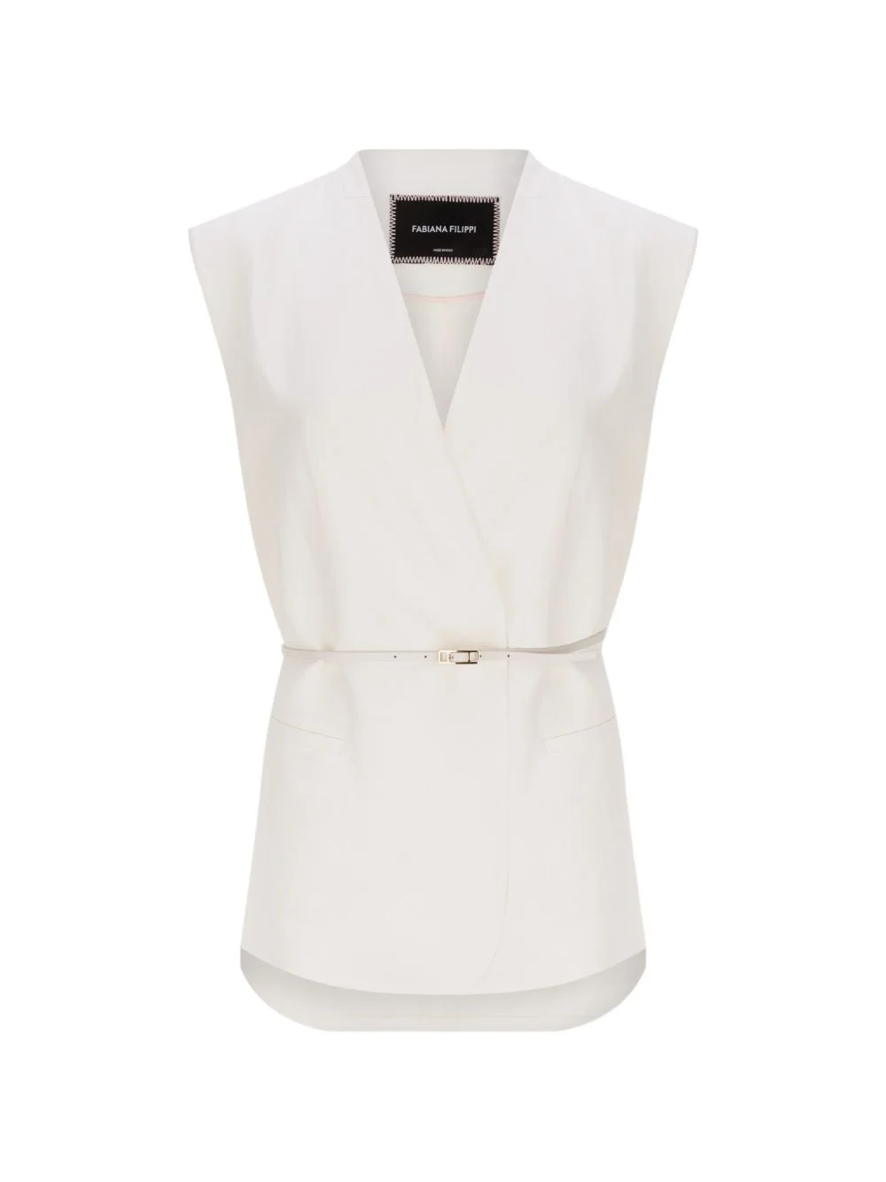 V-neck belted waistcoat - 1