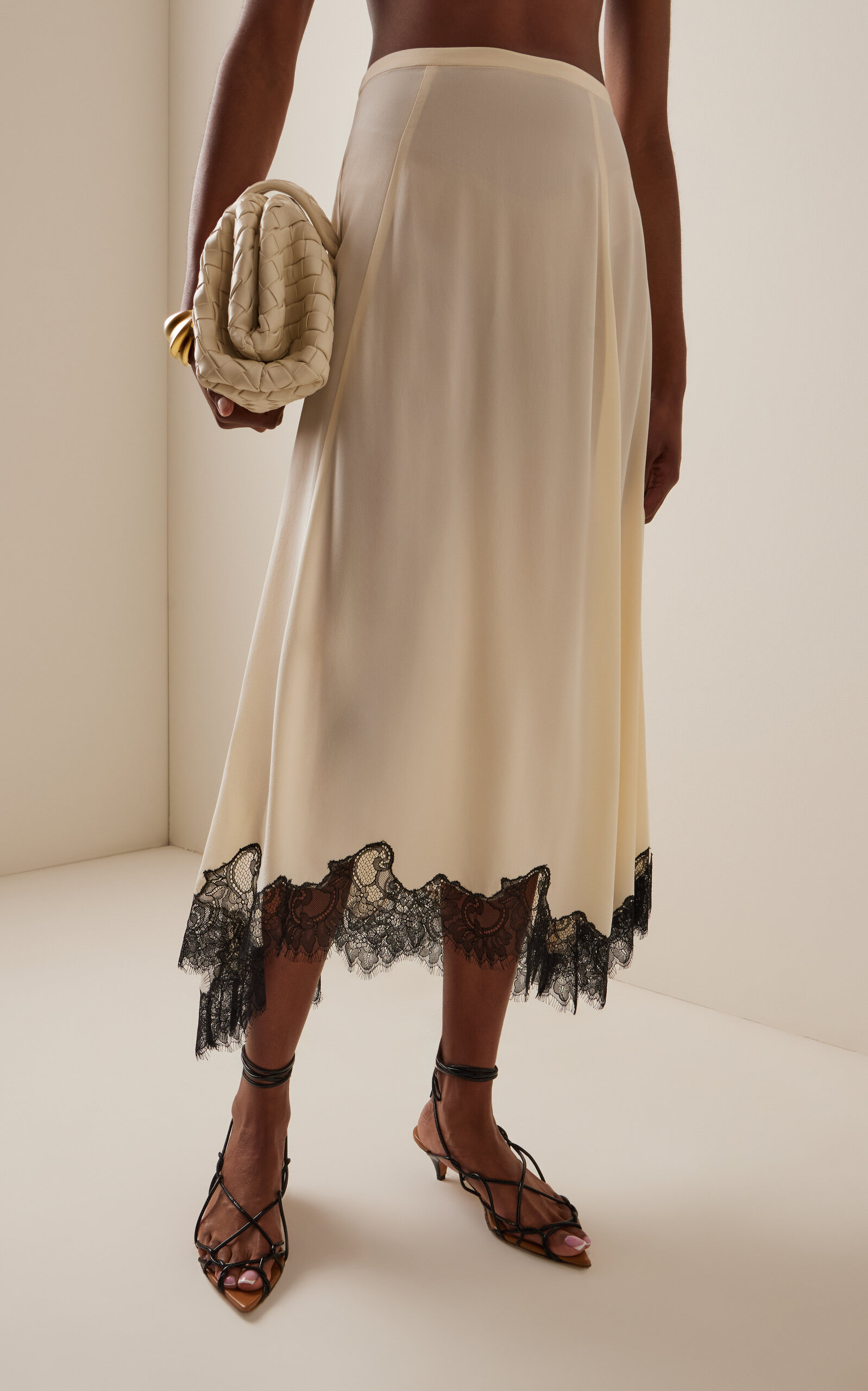 Rosine Asymmetrical Silk Skirt black/white - 3