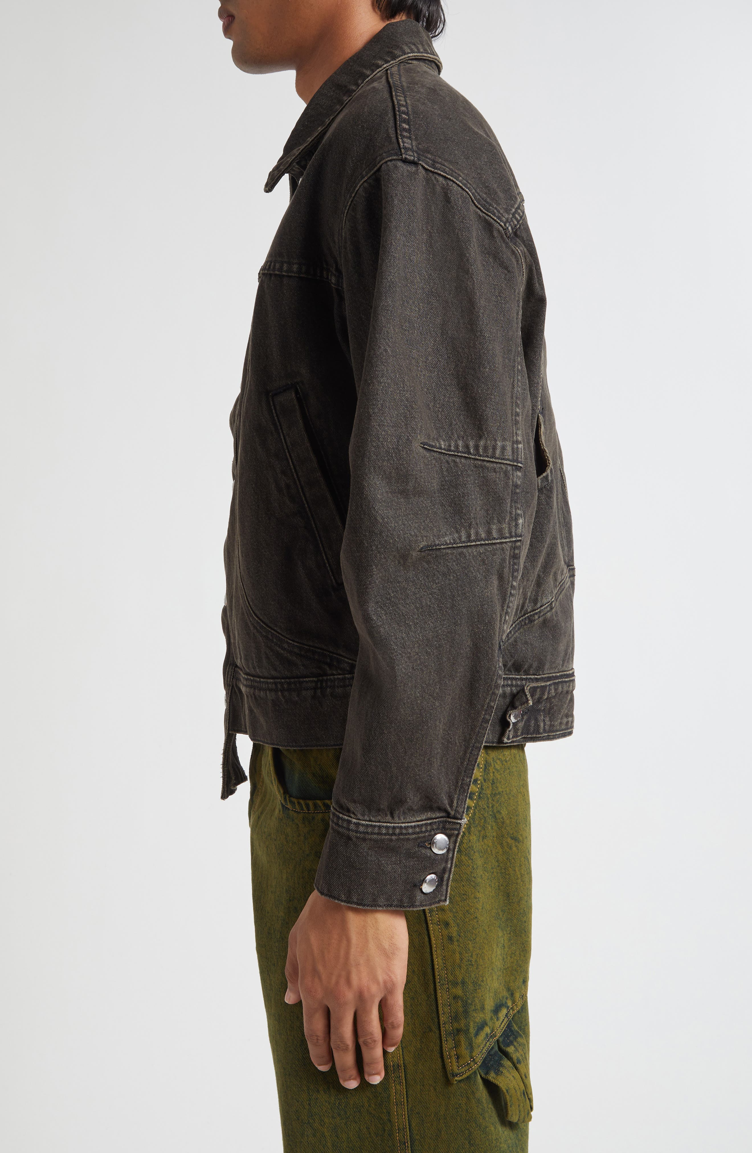 Eckhaus Latta EL Redux Painted Denim Jacket in Stone at Nordstrom - 3