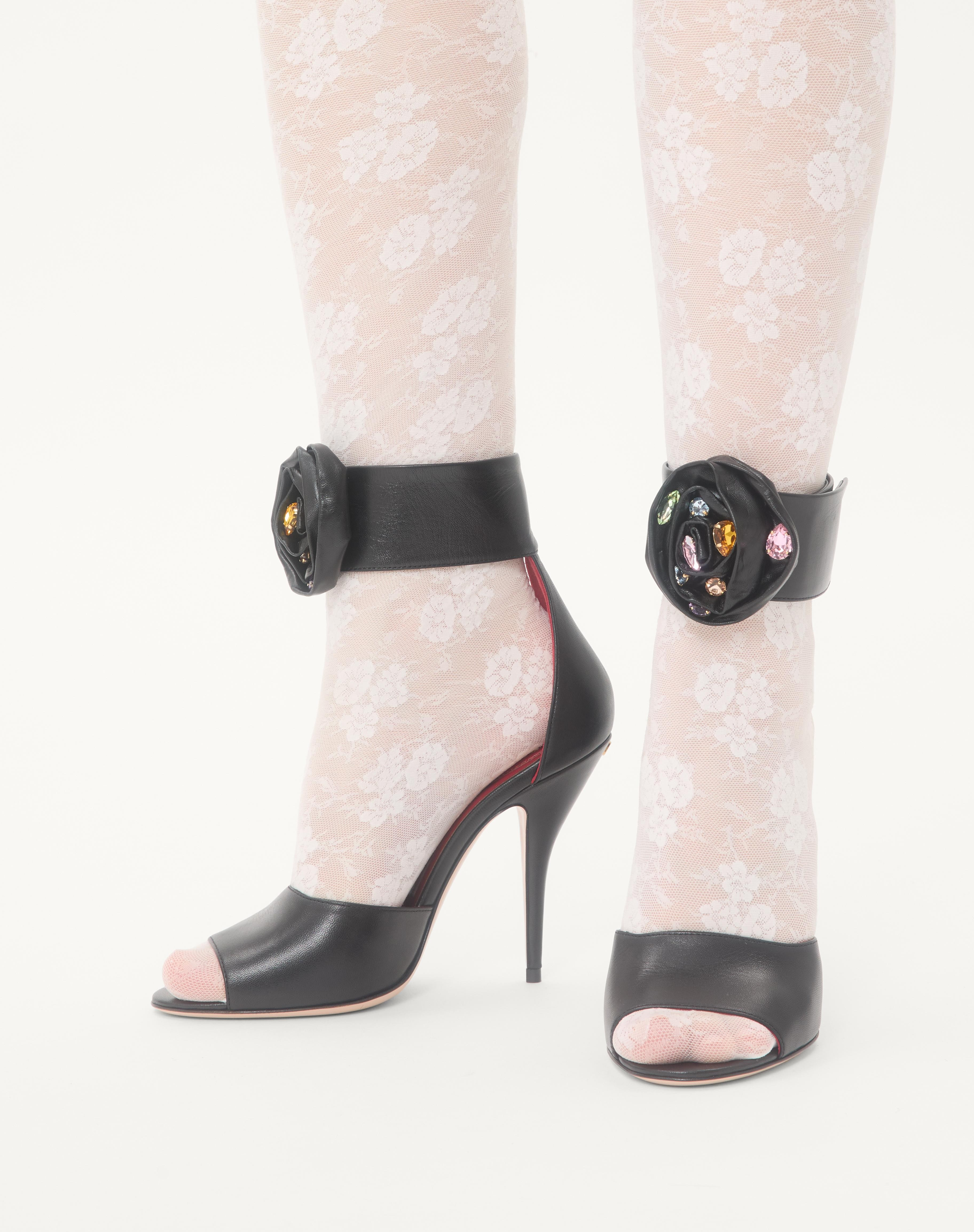 DRIP ROSE KIDSKIN SANDAL WITH CRYSTALS 105MM - 2