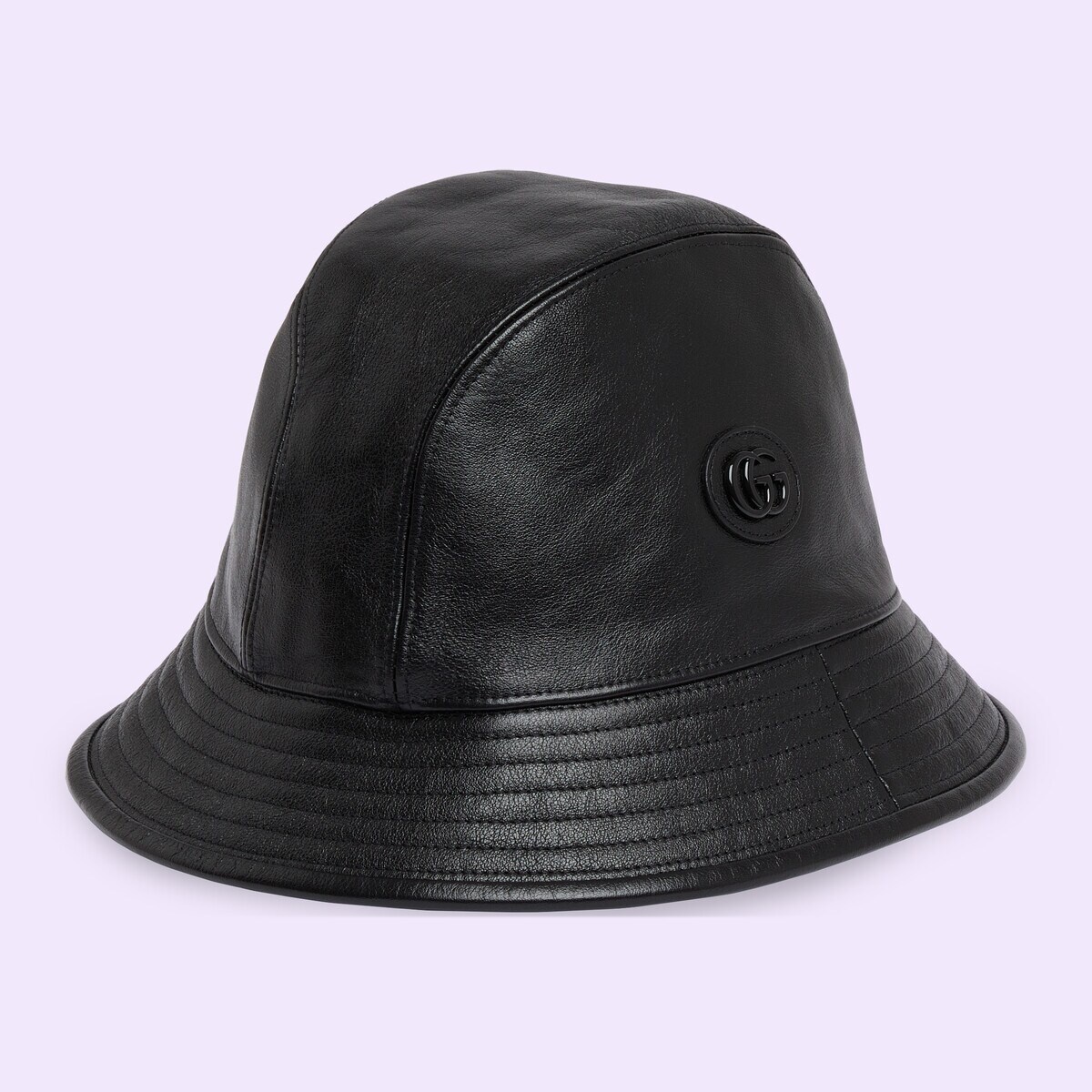 Leather bucket hat with Double G - 1