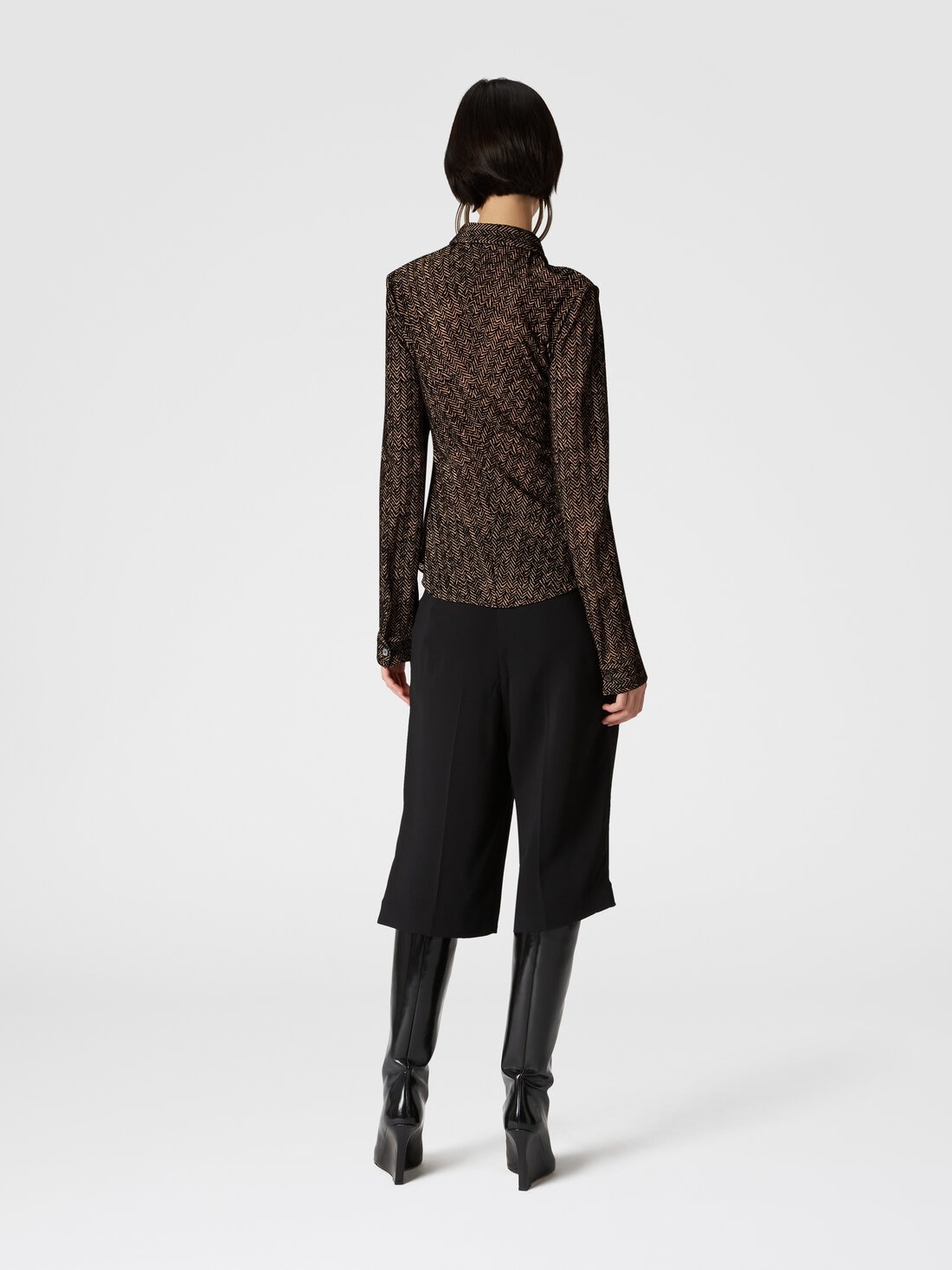 Zig zag tulle shirt with gathering - 3