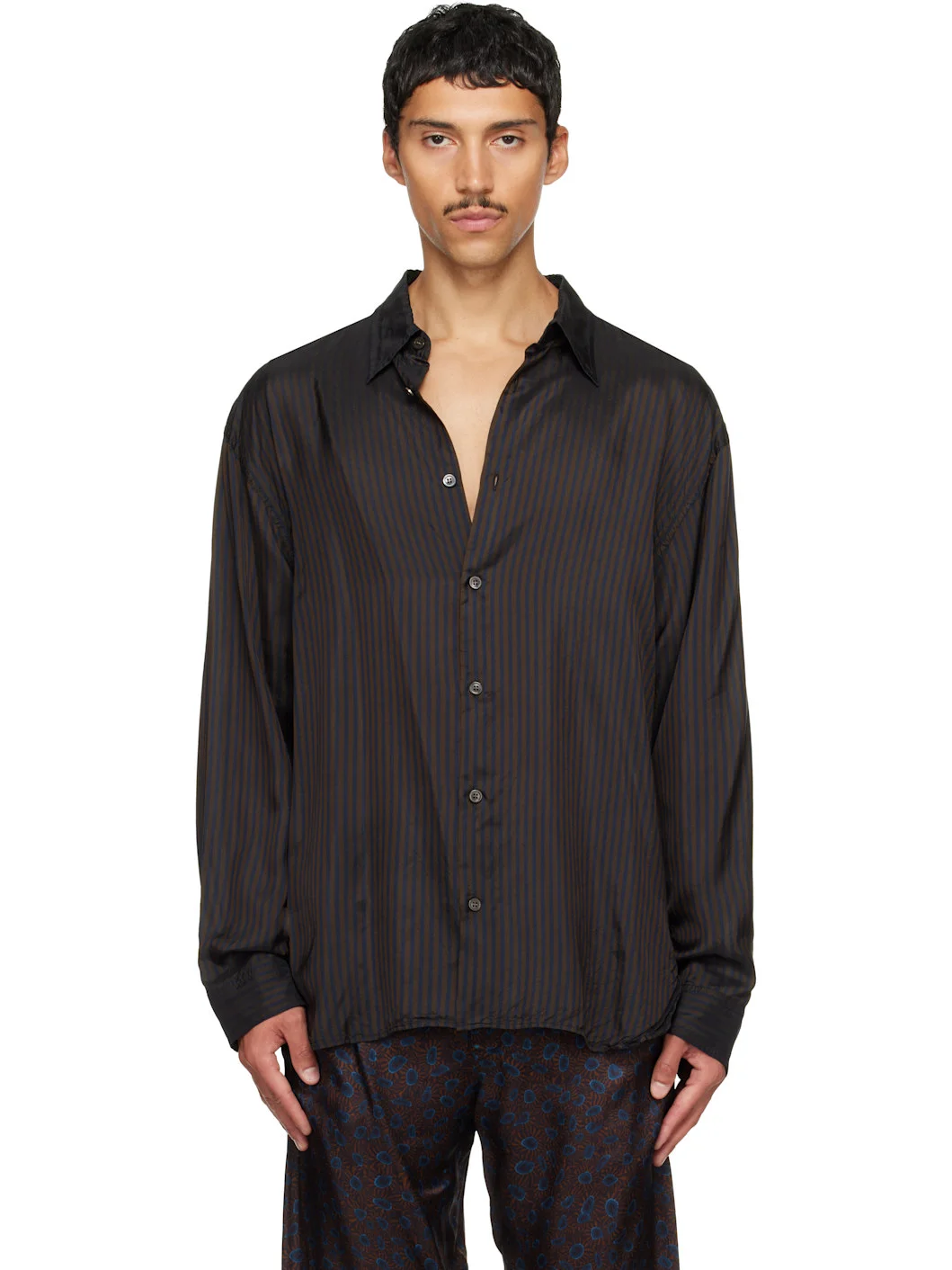 Brown Stripe Shirt - 1
