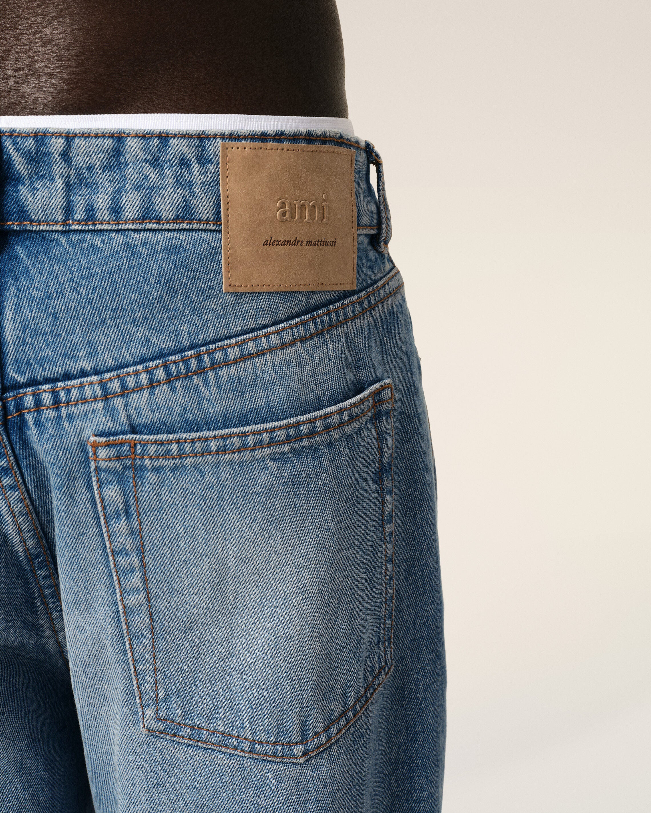 BLUE COTTON LARGE FIT JEANS - 5