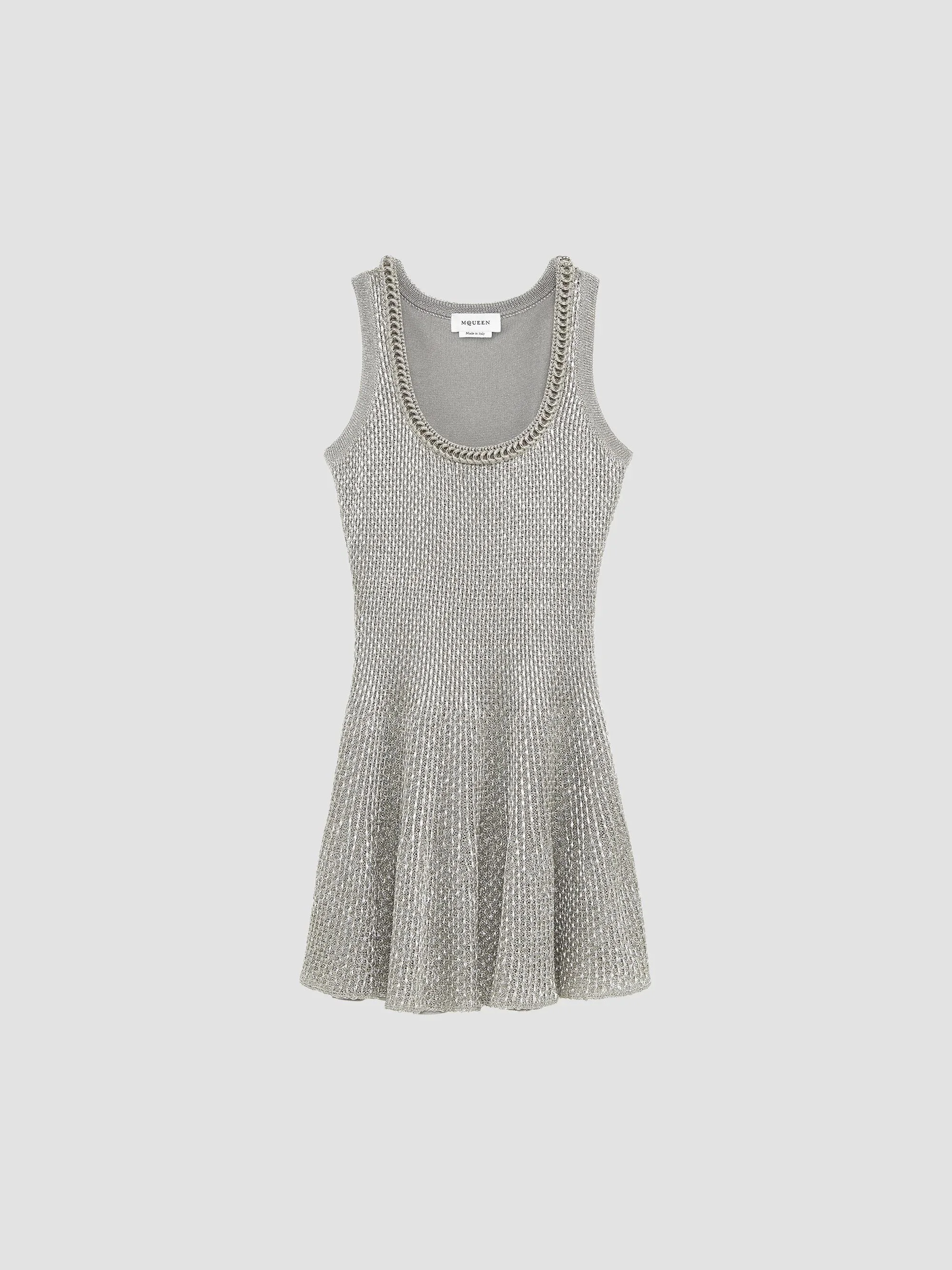 Women's Volume Chain-Scoopneck Mini Dress - Silver - 1