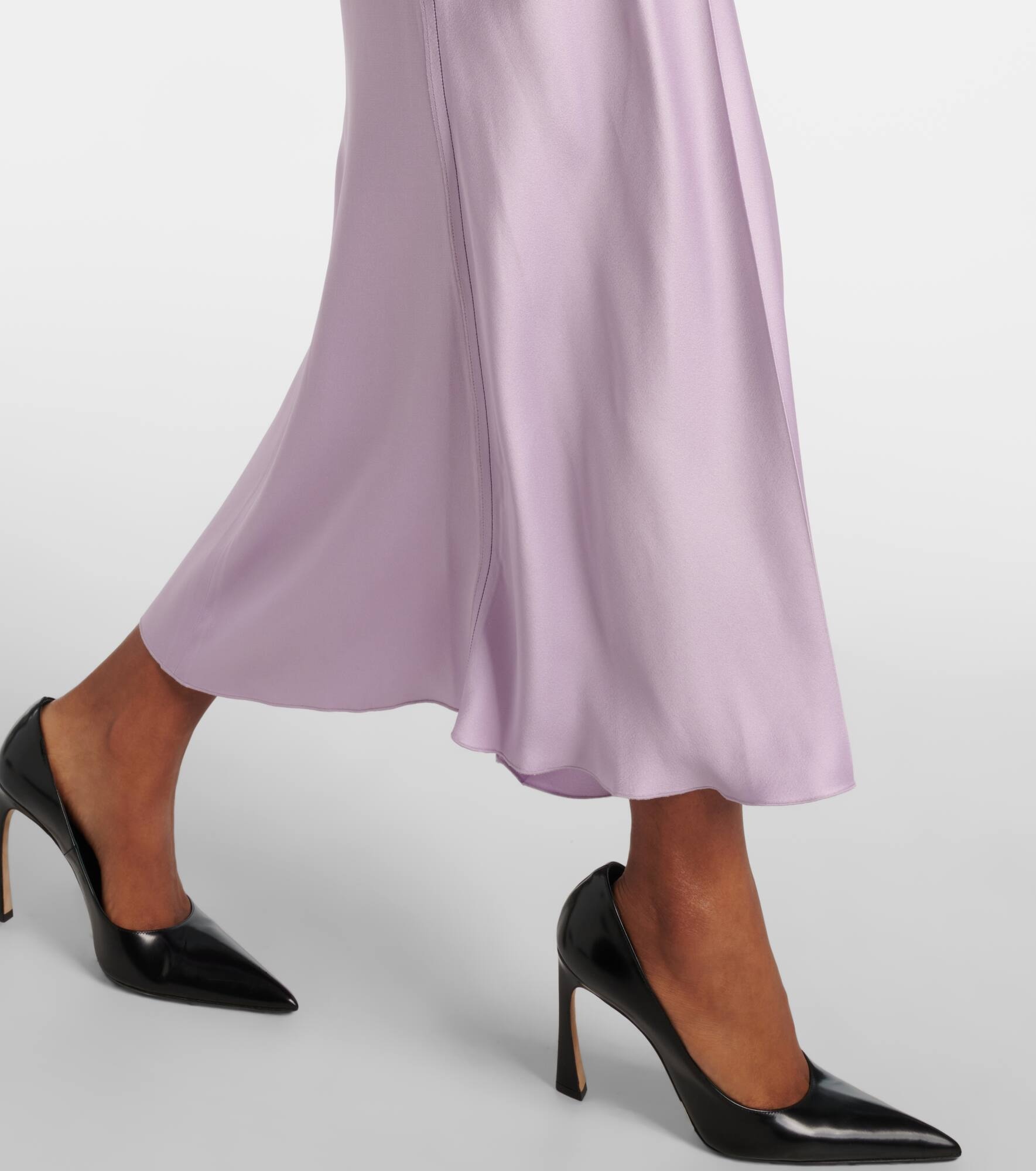 Gathered satin midi dress - 5