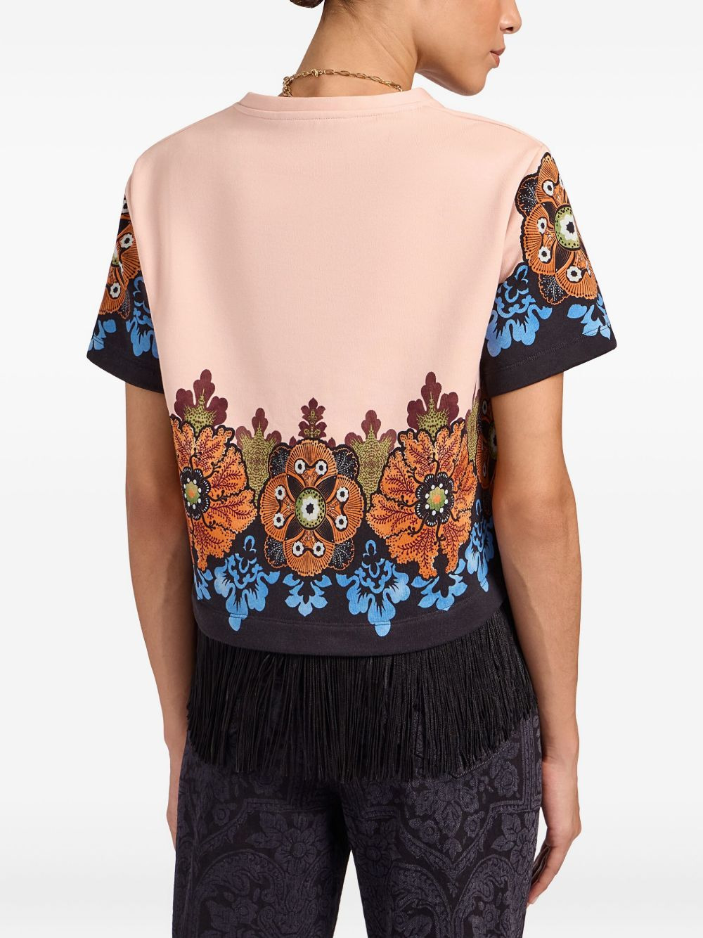 floral-print fringe t-shirt - 3