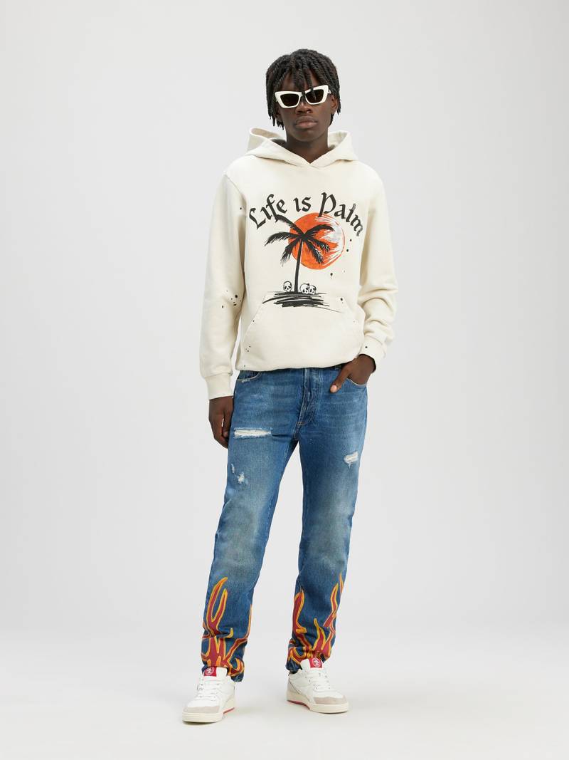 Palm Angels BURNING FLAMES REGULAR DENIM PANTS outlook