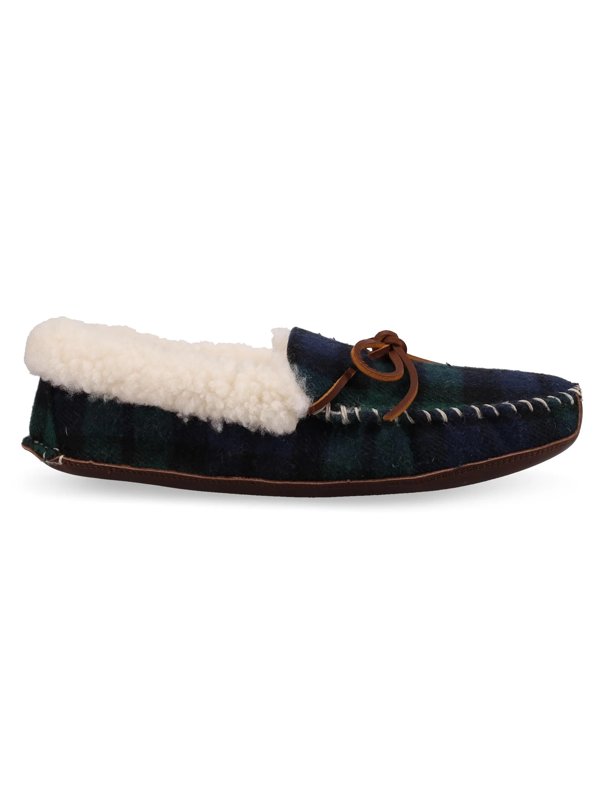 Men's Yarmond Plaid Cotton & Shearling Slippers - Blackwatch Plaid - 1