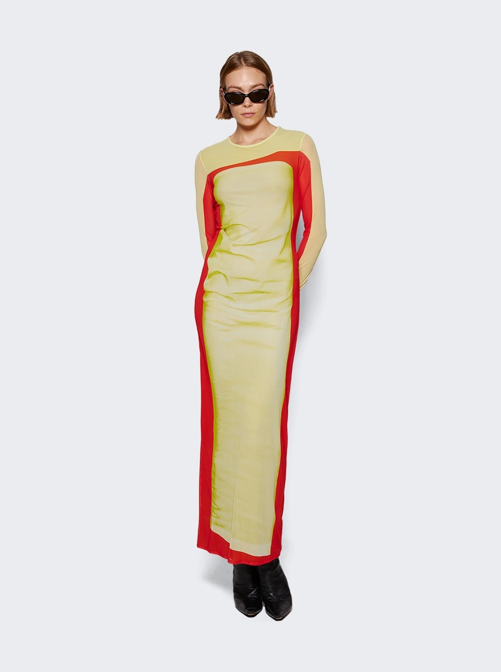 Trompe L'oeil Tube Dress Yellow And Red - 2